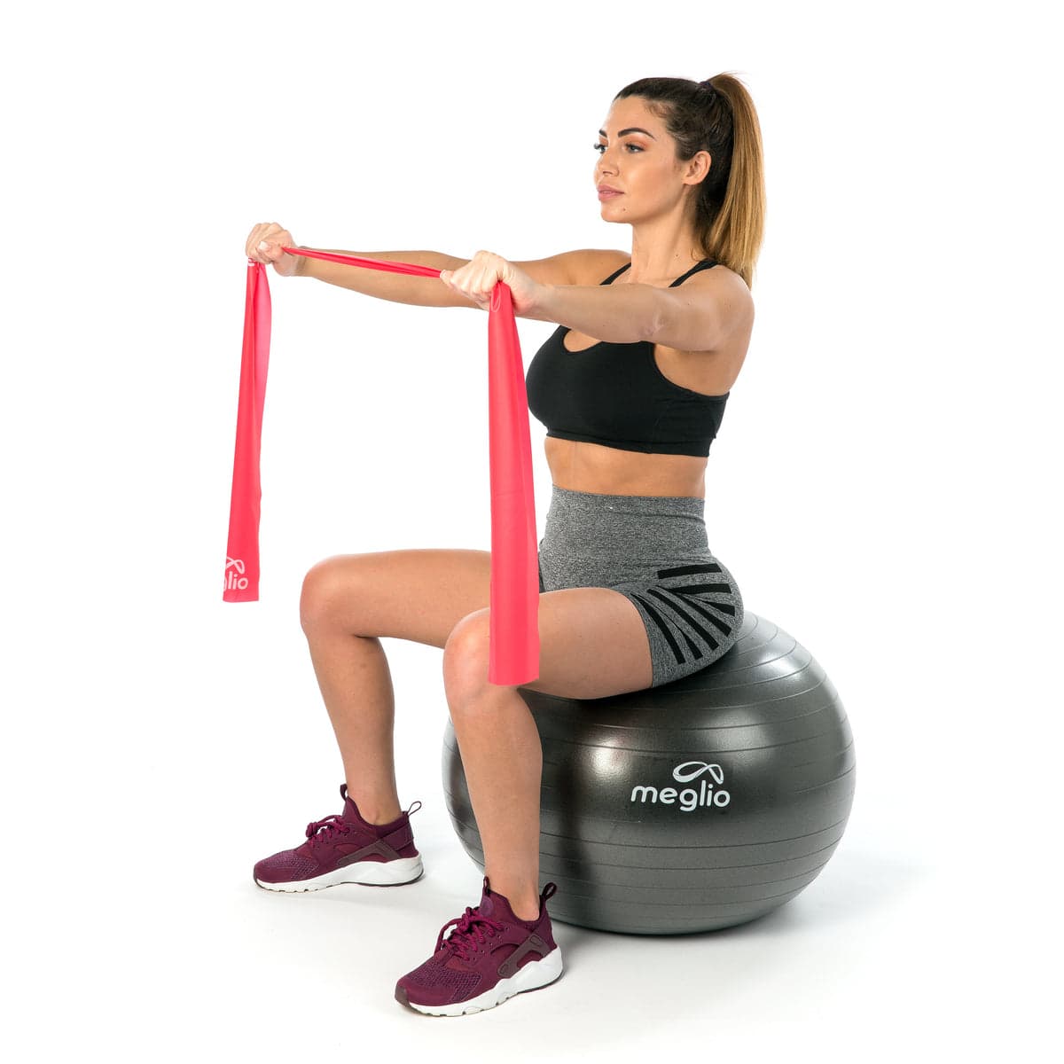 Meglio - 65cm Anti-Burst Gym Ball Home Fitness, Yoga, Pilates, Core Strength. Antenatal and Postnatal Workouts (Black)