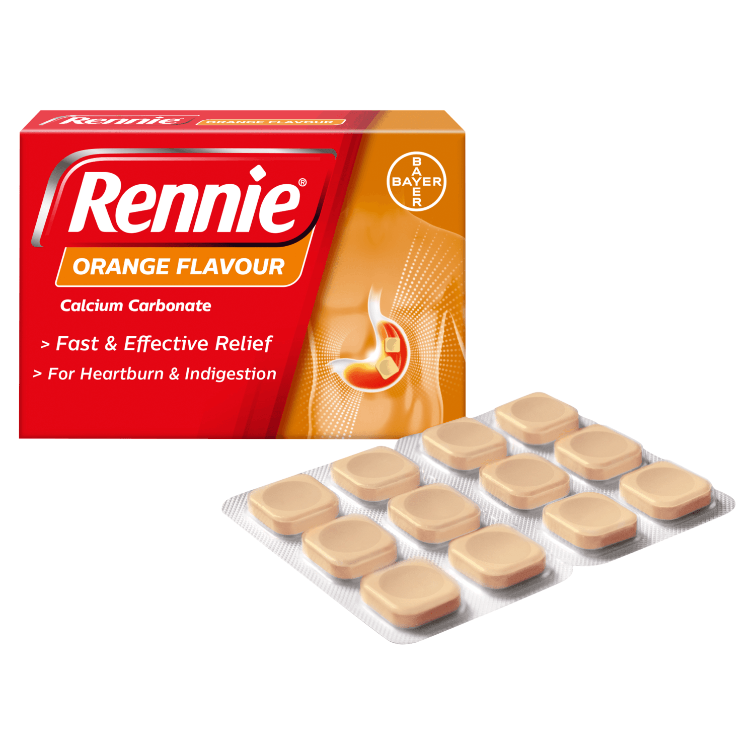 Rennie Orange Flavour (24 Chewable Tablets)