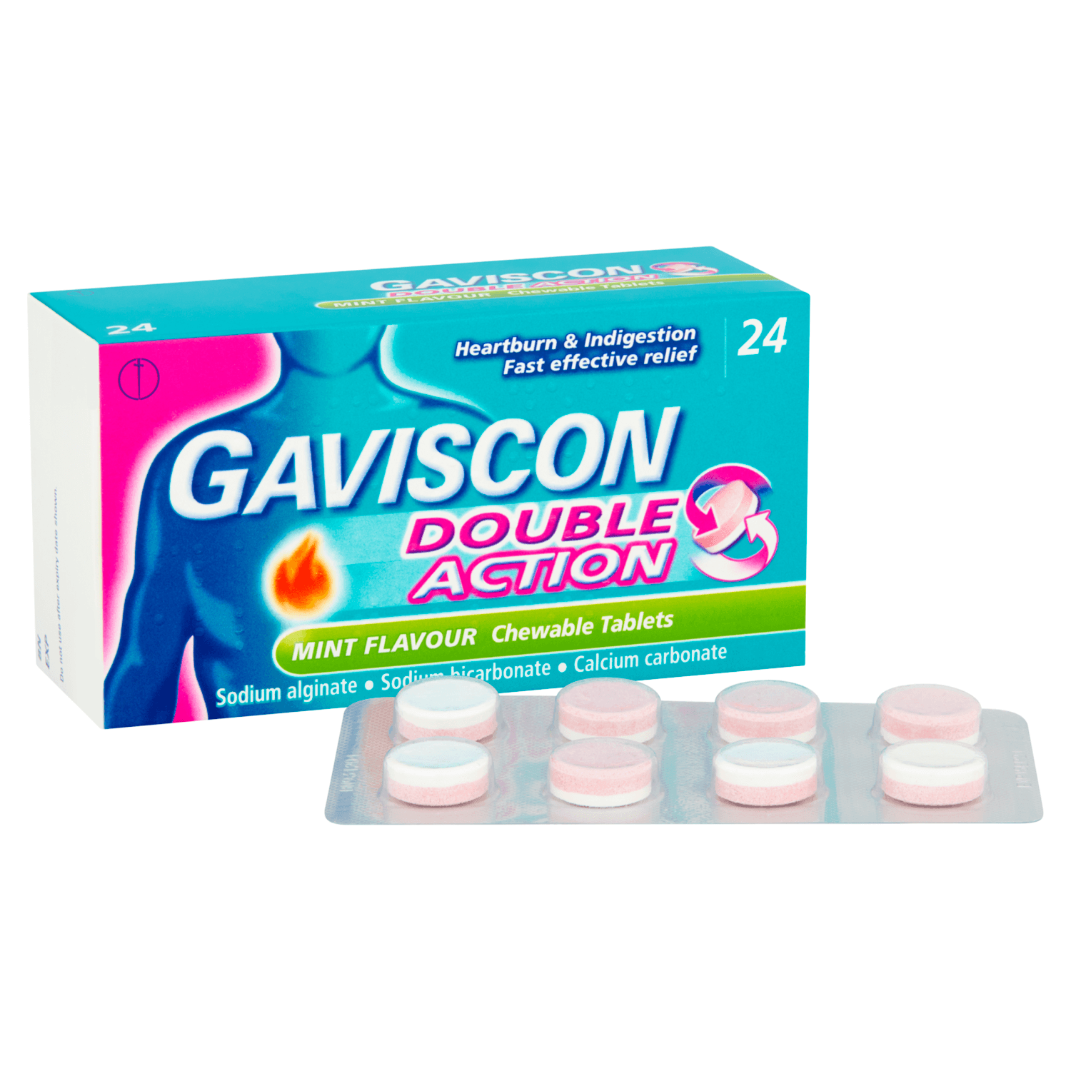 Gaviscon Double Action Mint Flavour (24 Chewable Tablets)