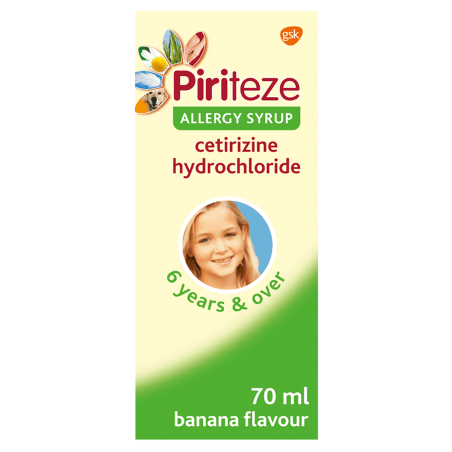 Piriteze Allergy Relief Syrup Sugar Free Banana Flavour (70ml)