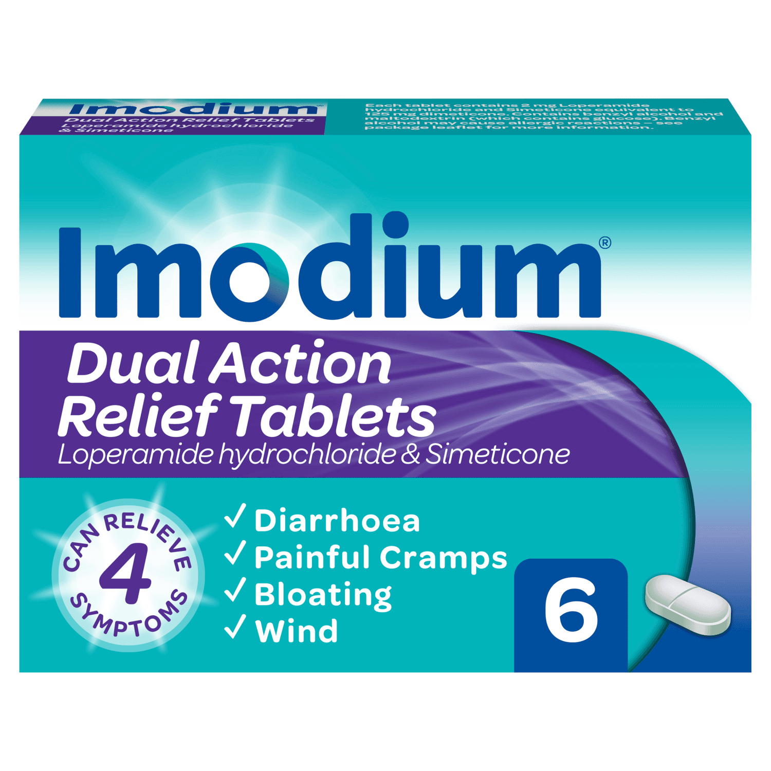 Imodium Dual Action Tablets (6 Tablets)