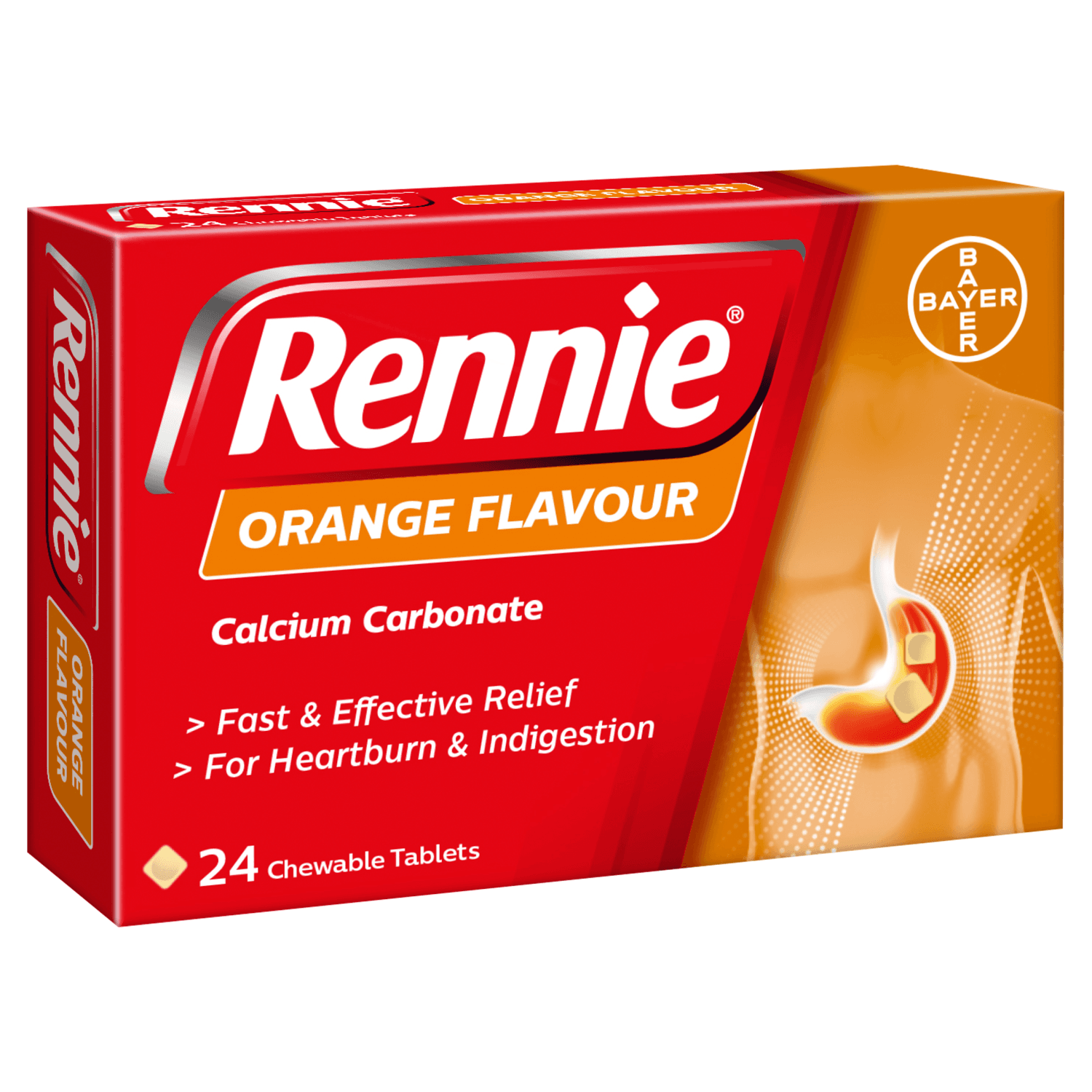 Rennie Orange Flavour (24 Chewable Tablets)