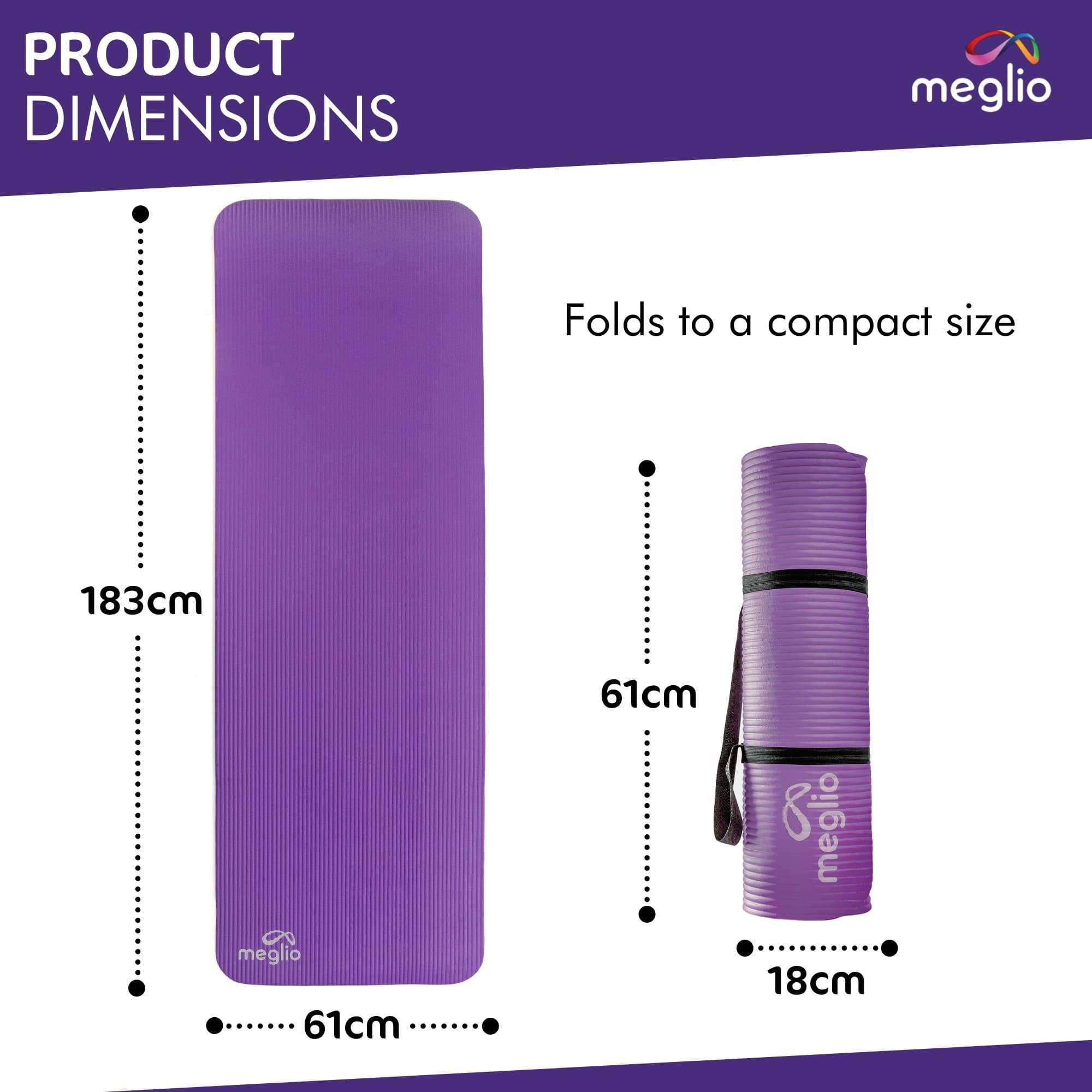 Meglio - Yoga Mat 10mm For Yoga, Pilates, HIIT, Home Fitness. Non-Slip, Premium Comfort - Carry Strap Included. (Forest Green)