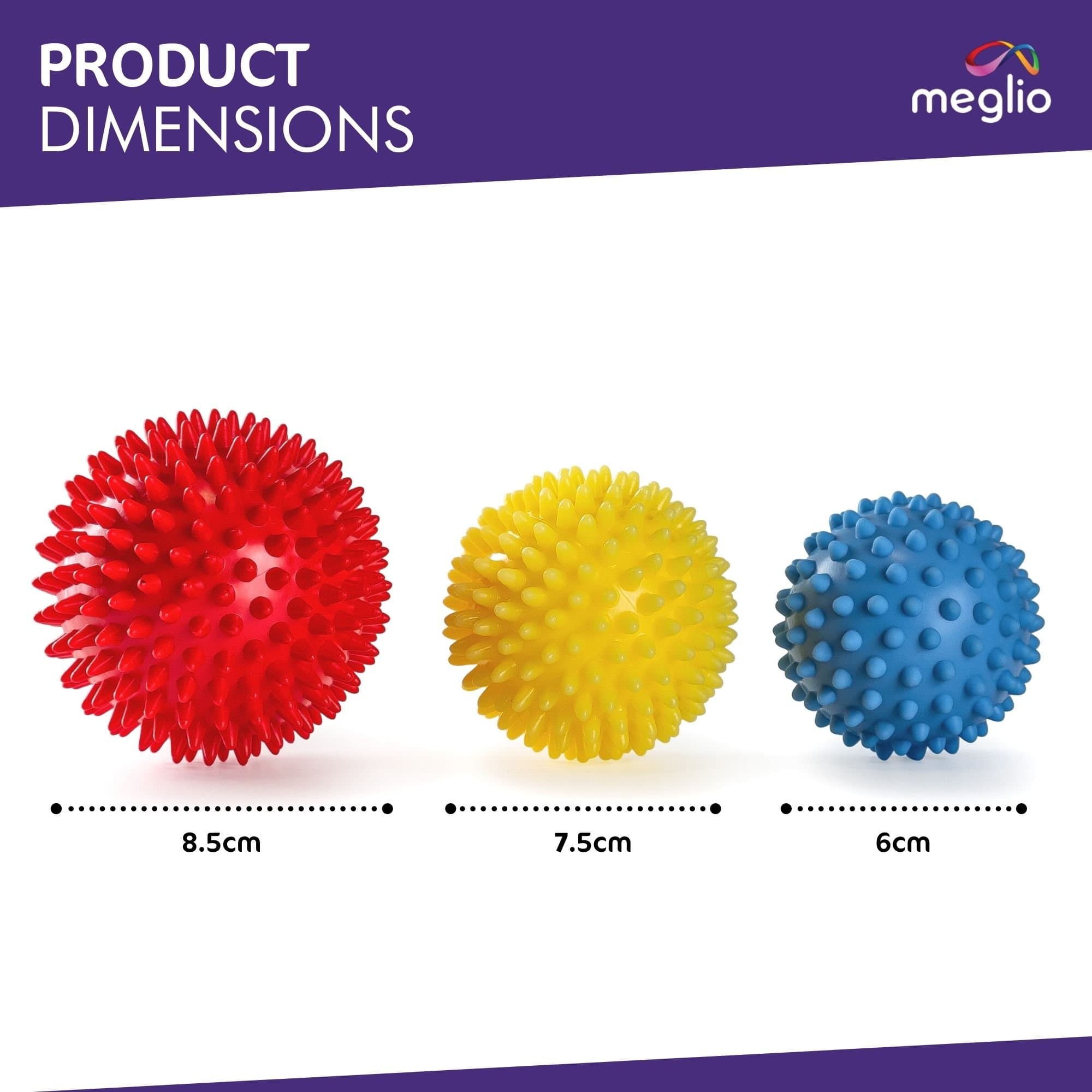 Meglio - Spiky Massage Ball Pack Of Three Muscle Tension Relief And Trigger Point Therapy.  (Medium)