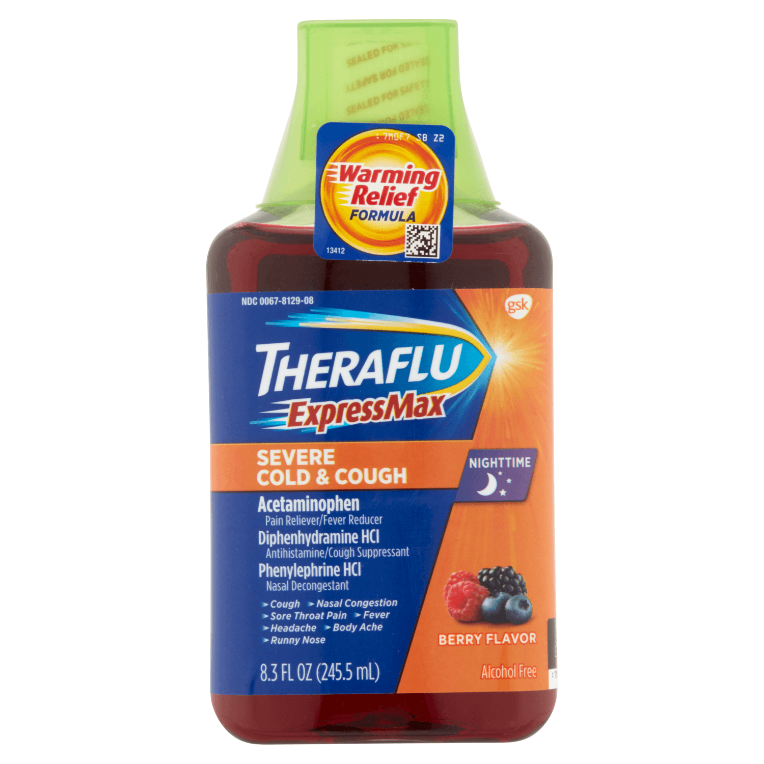 Theraflu Expressmax Nighttime Severe Cold & Cough Syrup (8.3 oz, 245.5 ml)