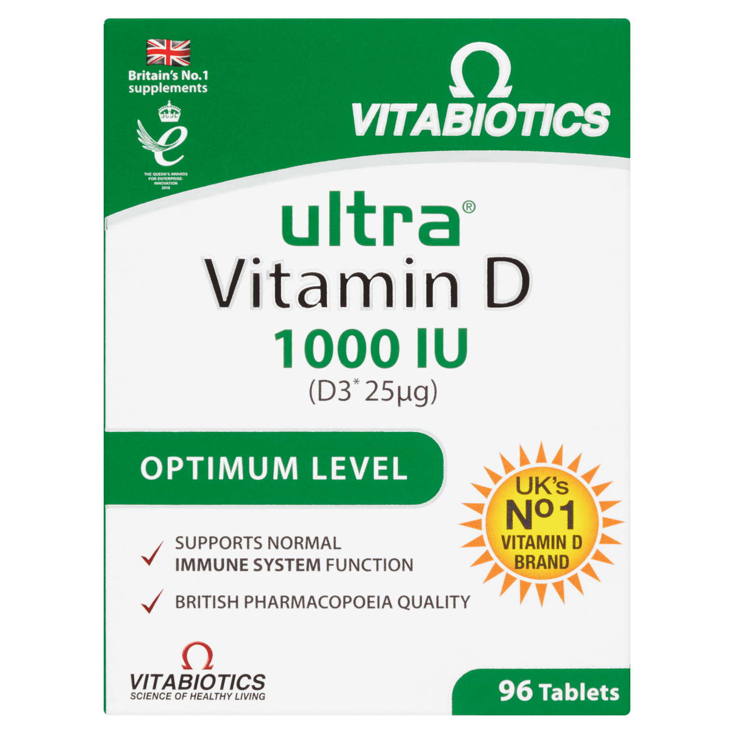 Vitabiotics Ultra Vitamin D 1000IU Optimum Level (96 Tablets)