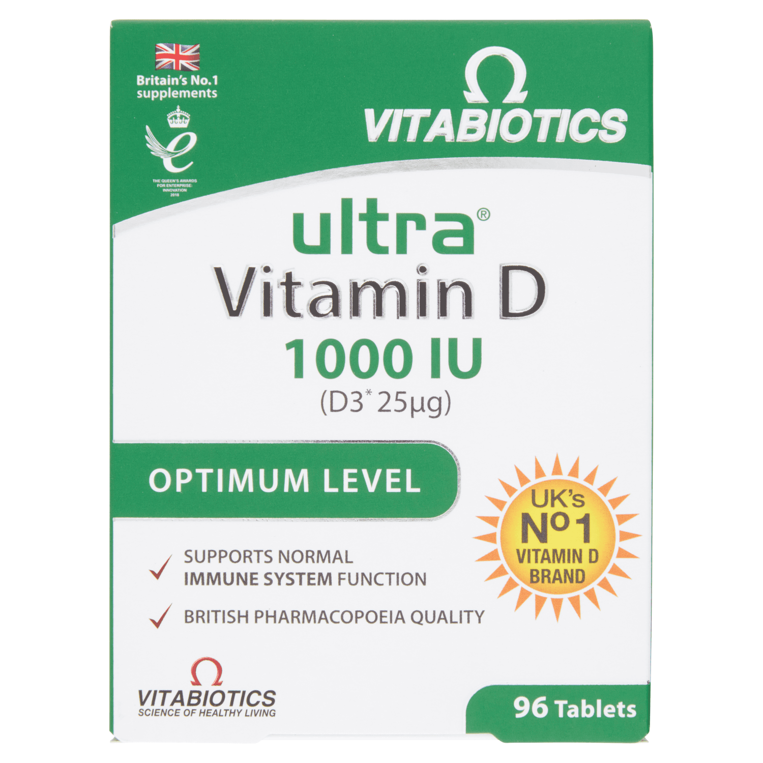 Vitabiotics Ultra Vitamin D 1000IU Optimum Level (96 Tablets)