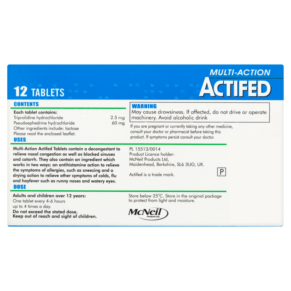 Actifed Multi-Action Tablets (12)