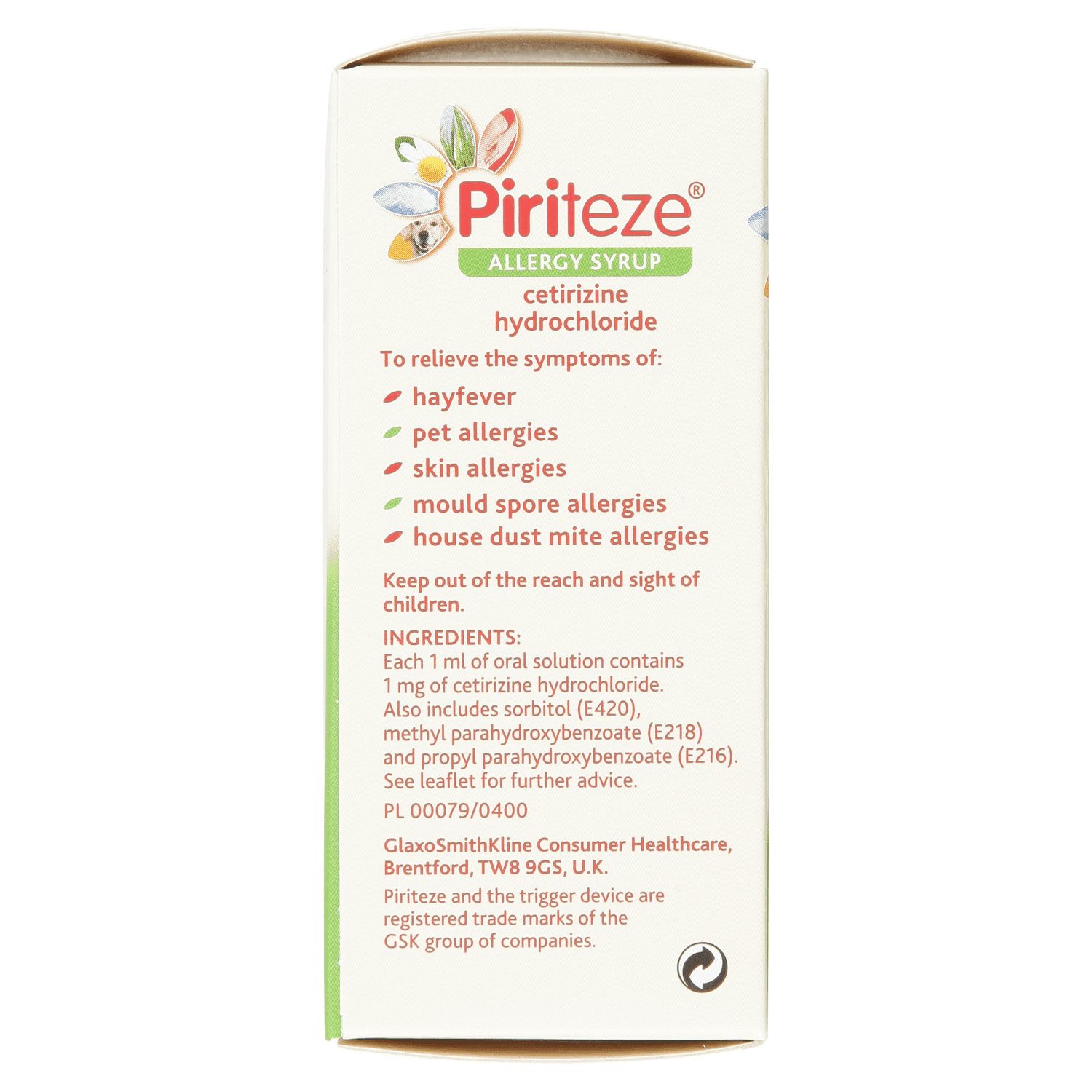 Piriteze Allergy Relief Syrup Sugar Free Banana Flavour (70ml)