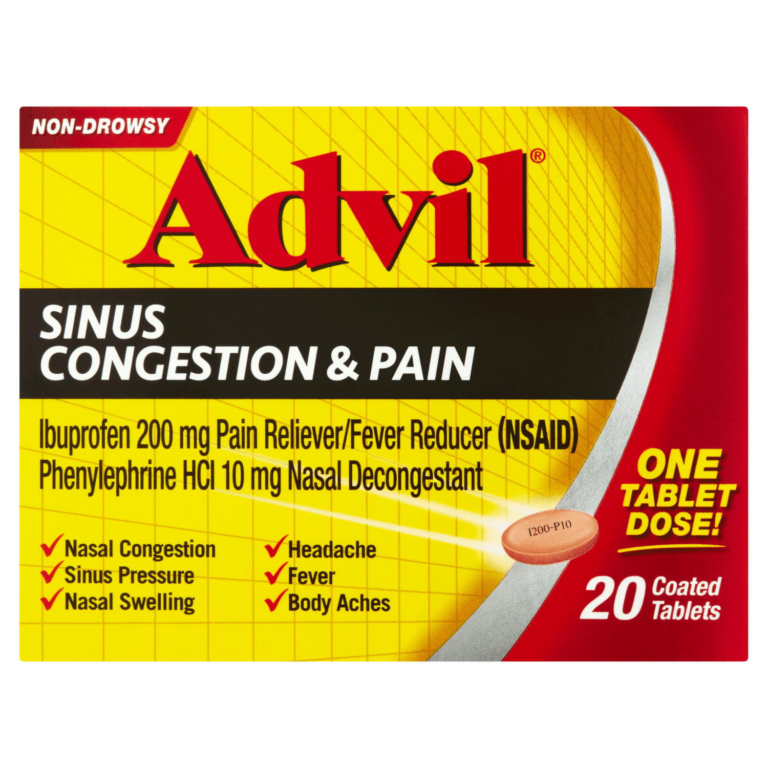 Advil Non-Drowsy Sinus Congestion & Pain Coated Tablets (20 count)