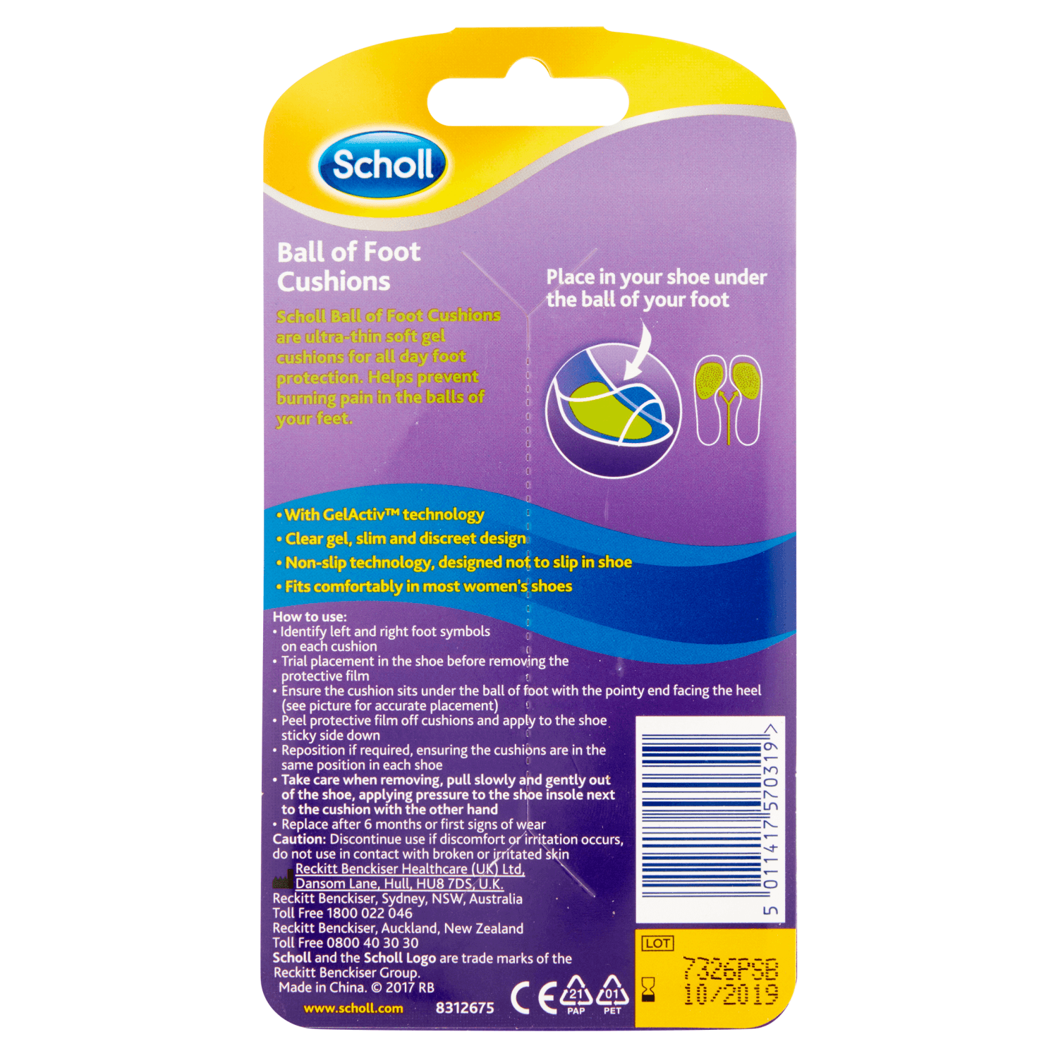 Scholl Party Feet Ball of Foot Cushions with Gel Activ Technology (1 Pair)