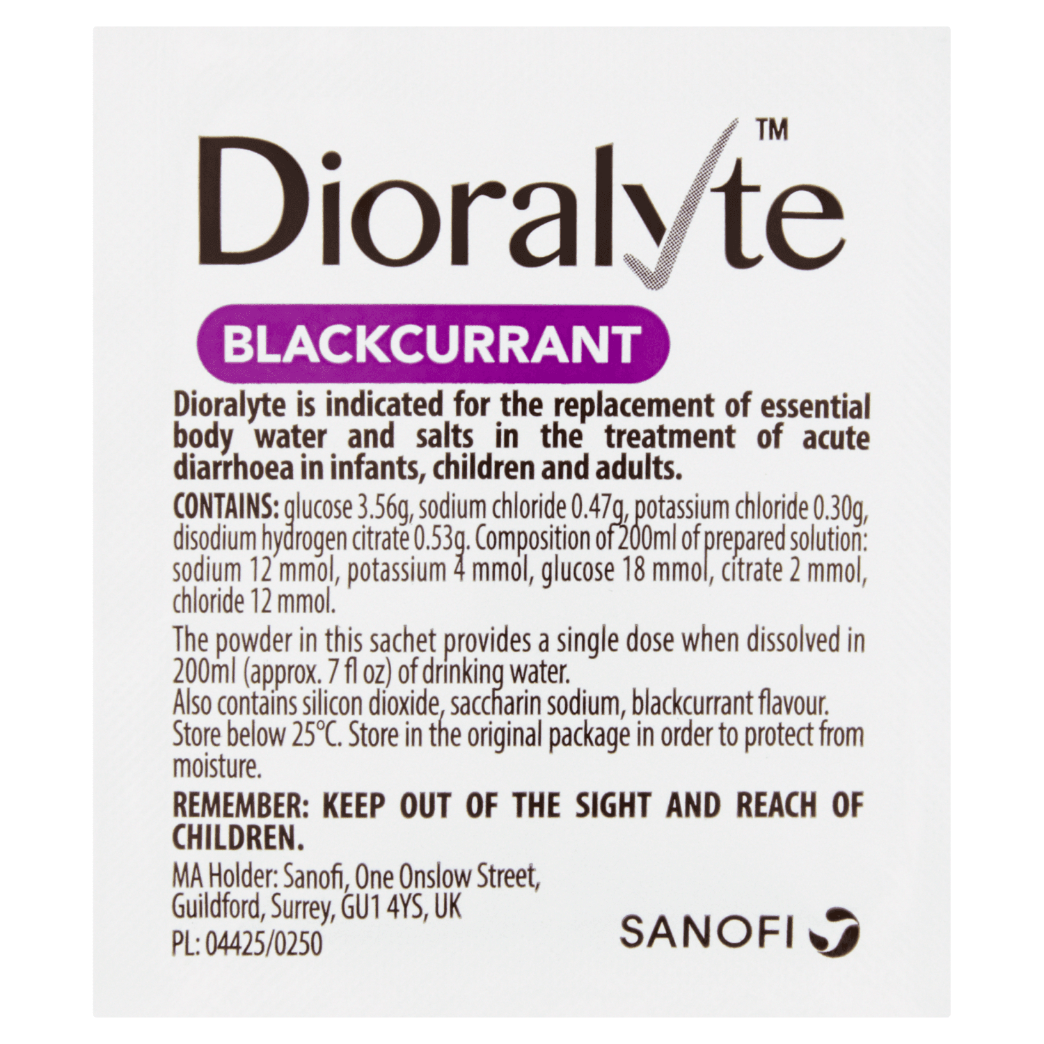 Dioralyte Blackcurrant Oral Electrolyte Powder (6 Sachets)