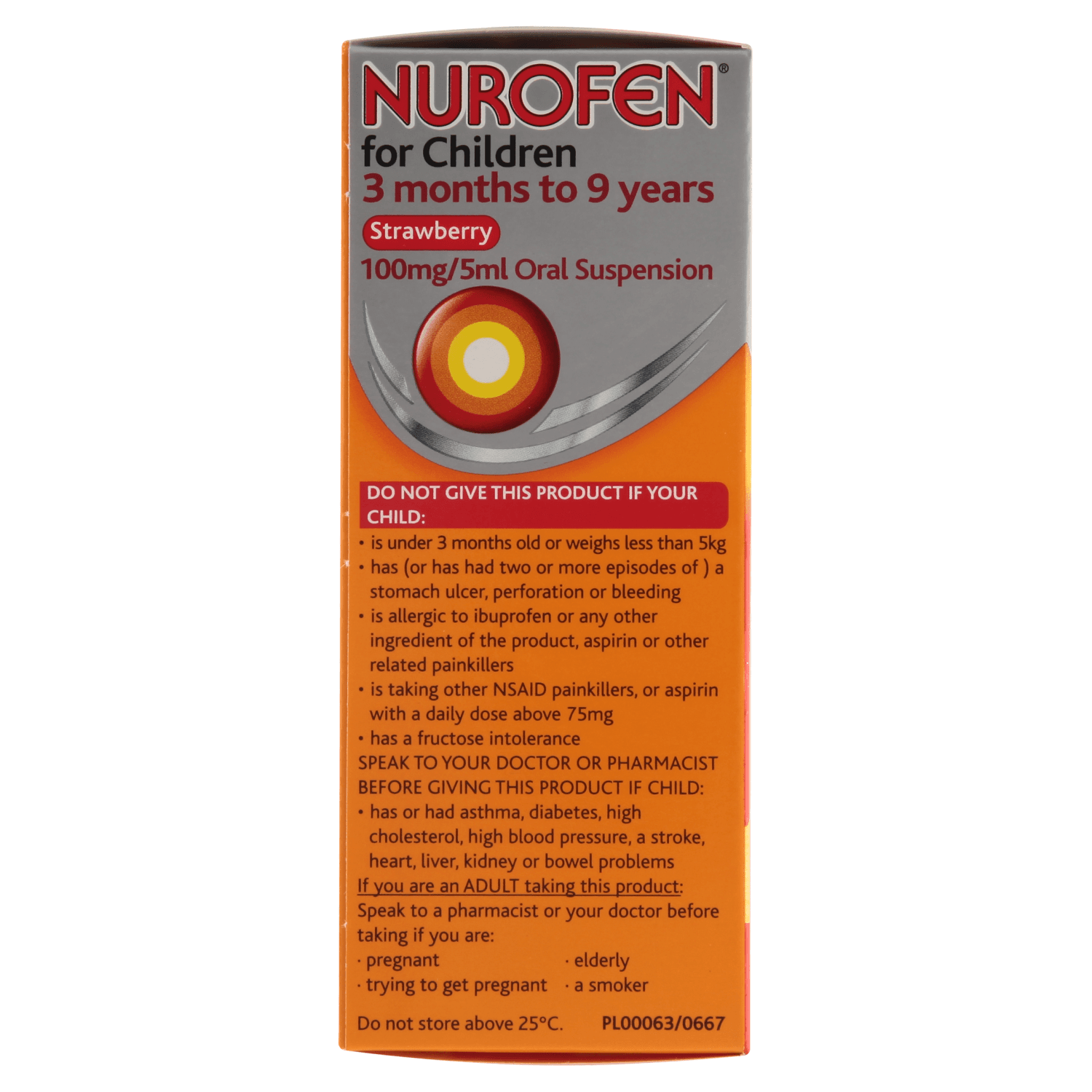 Nurofen for Children 3 months to 9 years Strawberry Flavour Oral Suspension (100ml)