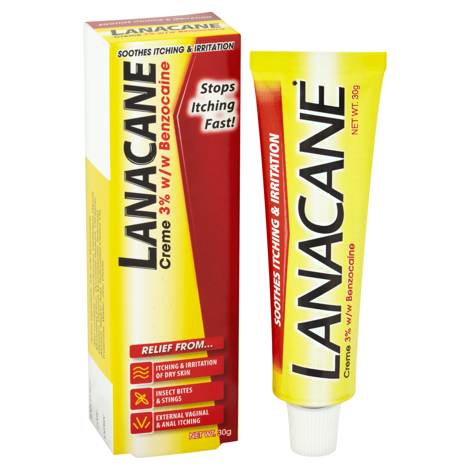 Lanacane Anaesthetic (3% w/w Benzocaine) Cream (30g)