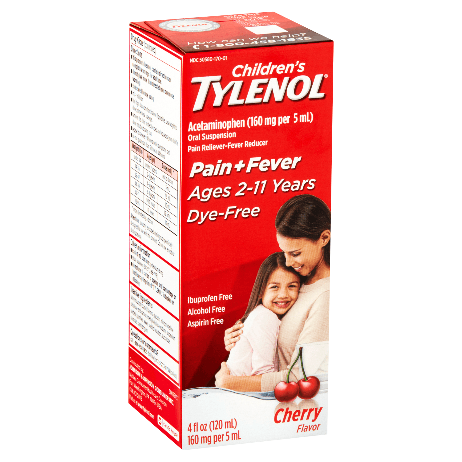 Tylenol Children's Cherry Flavor Acetaminophen Oral Suspension, Ages 2-11 Years, 4 fl oz, (120 ml)