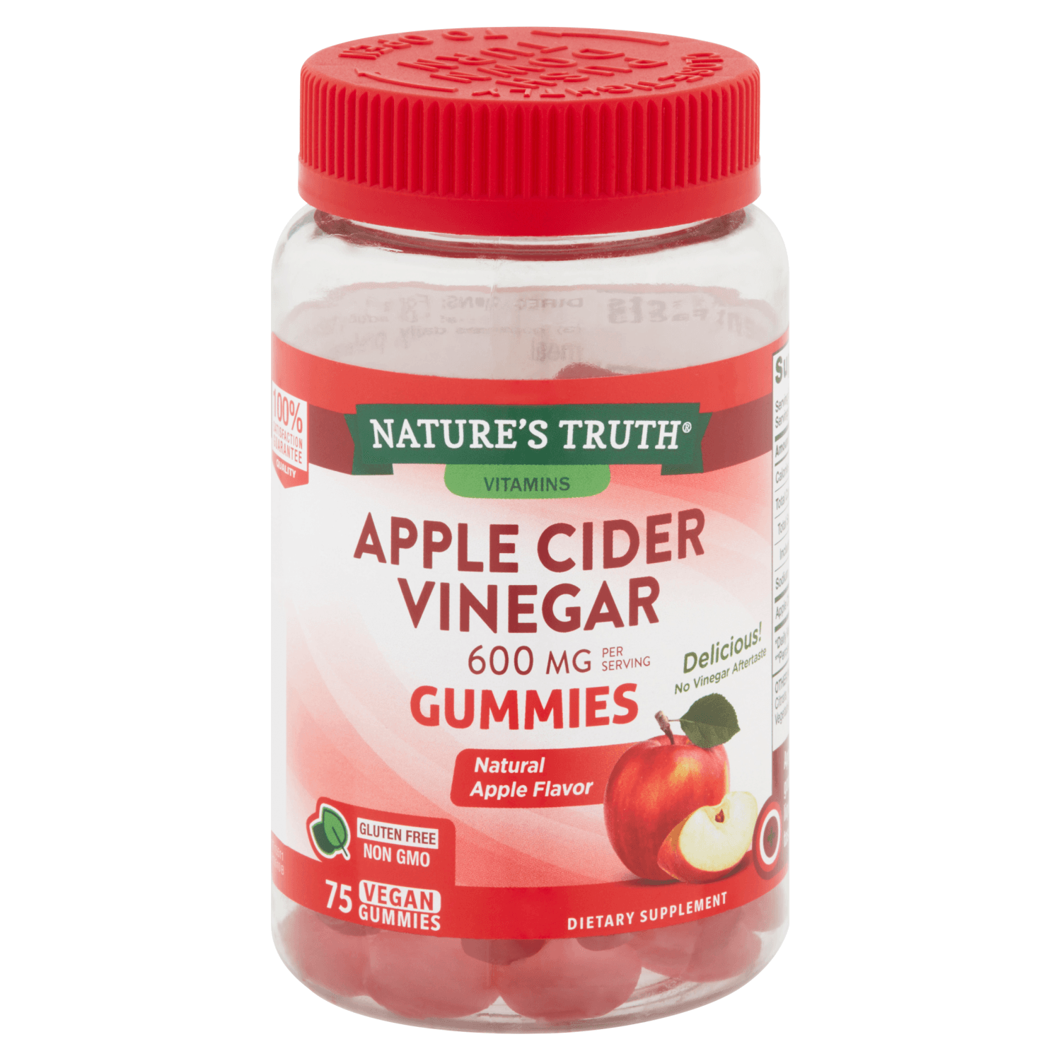 Nature's Truth Vitamins Apple Cider Vinegar Gummies Dietary Supplement 600 mg, (75 count)