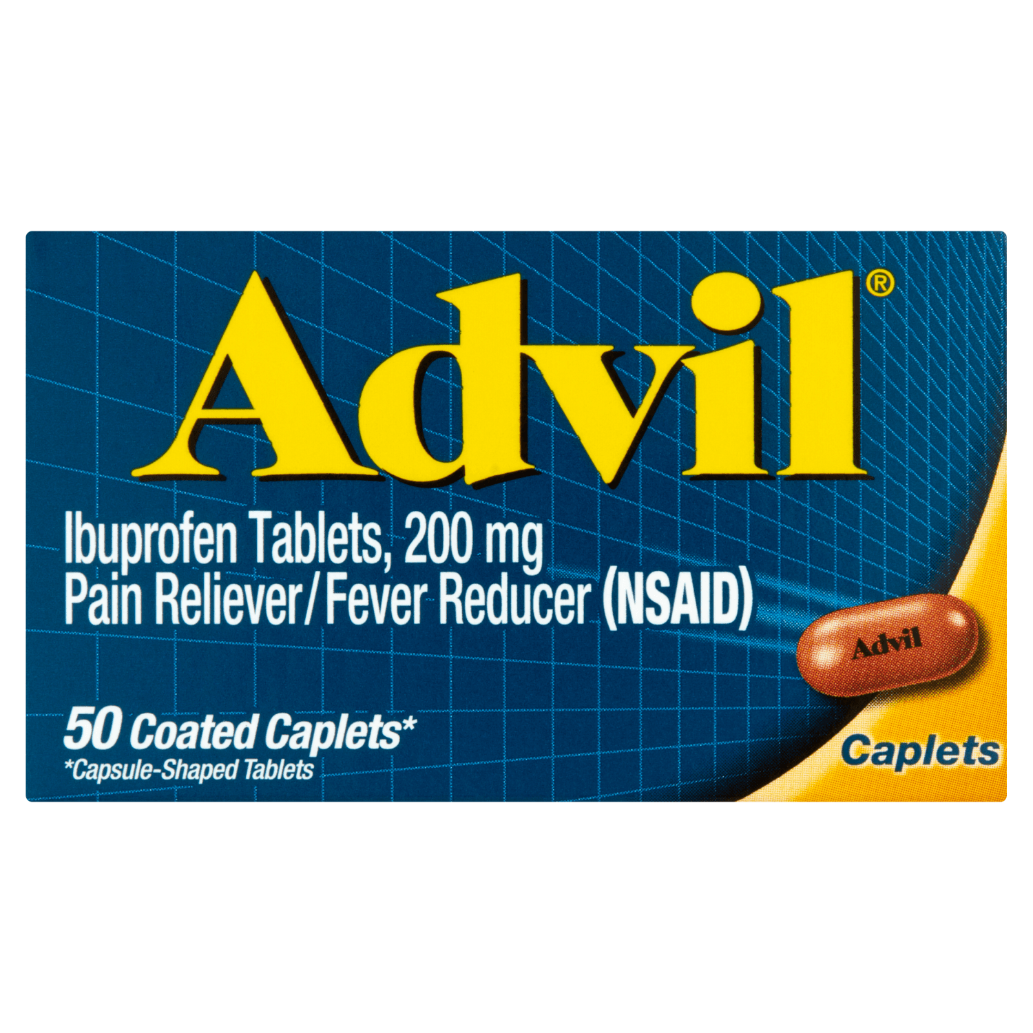 Advil Ibuprofen Coated Caplets, 200 mg (50 count)