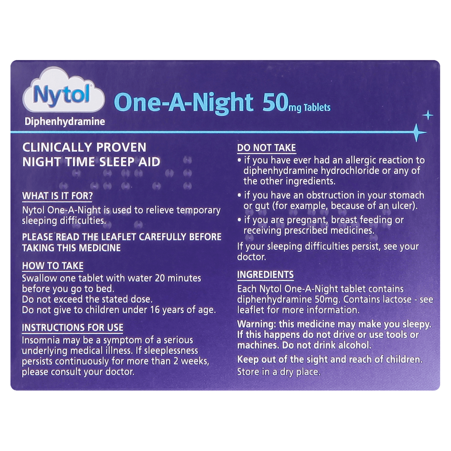 Nytol One-A-Night 50mg Tablets (20 Tablets)