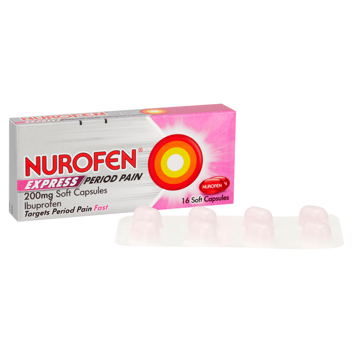 Nurofen Express Period Pain 200mg Soft Capsules (16) 