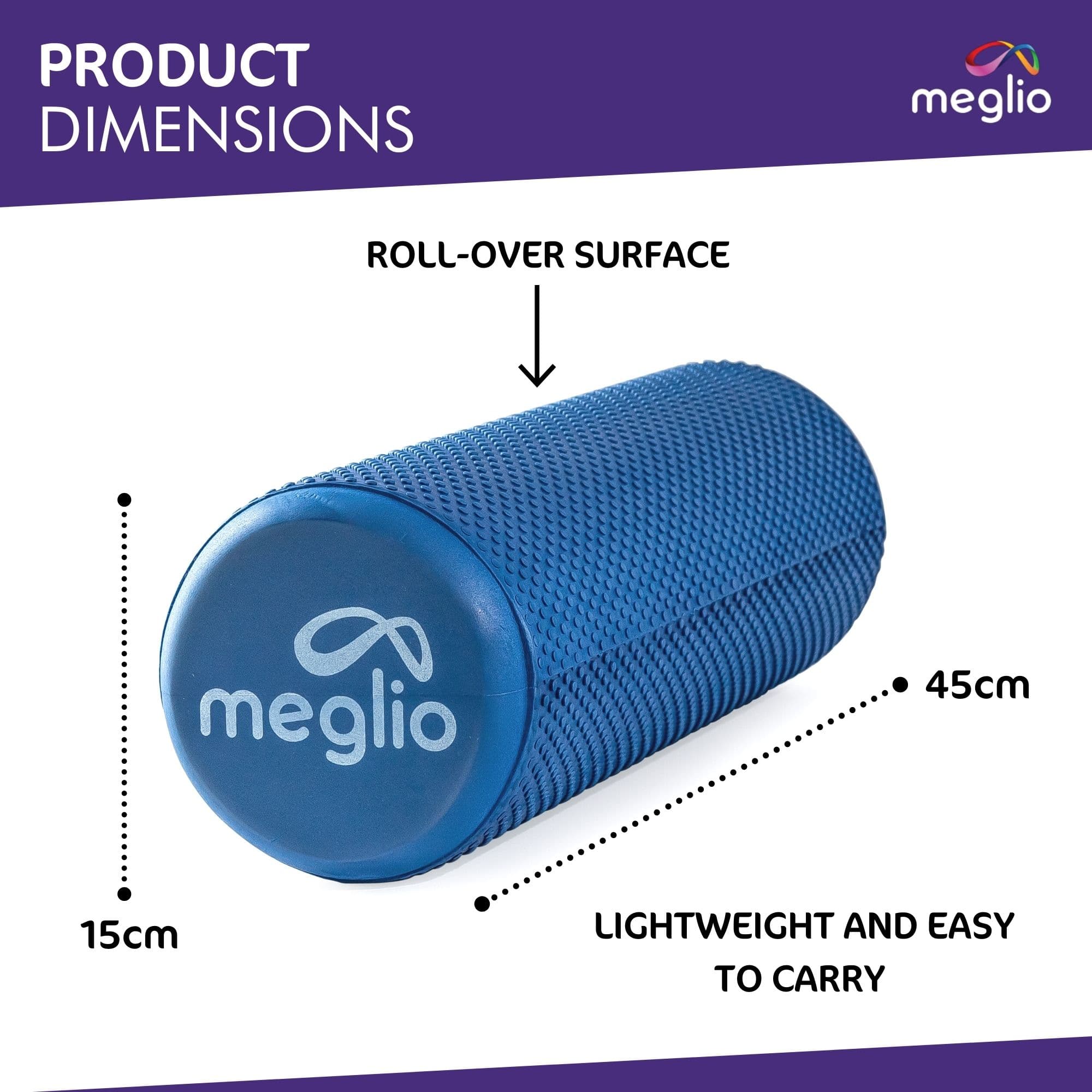 Meglio - 45cm High Density Foam Roller - Deep Tissue Muscle Massage - Sports Recovery & Tension Relief (Red/Black)