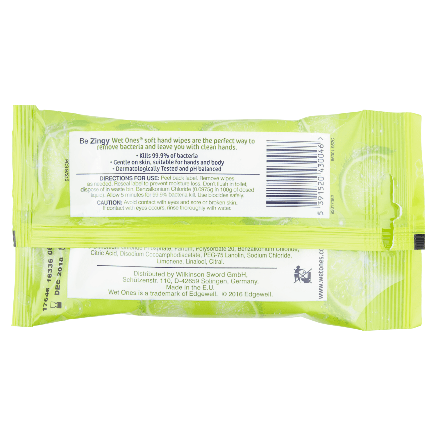 Wet Ones 'Be Zingy' Uplifting Antibacterial Wipes (12 pack)