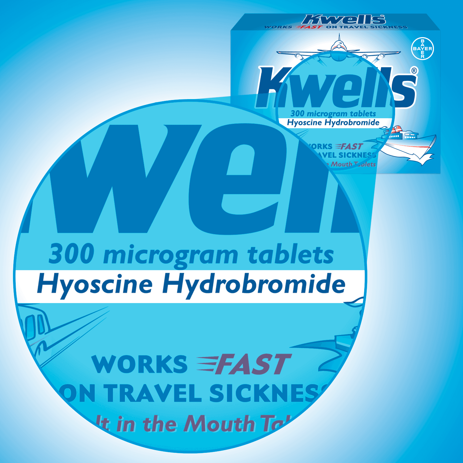 Kwells 300 Microgram Travel Sickness Tablets (12 Tablets)