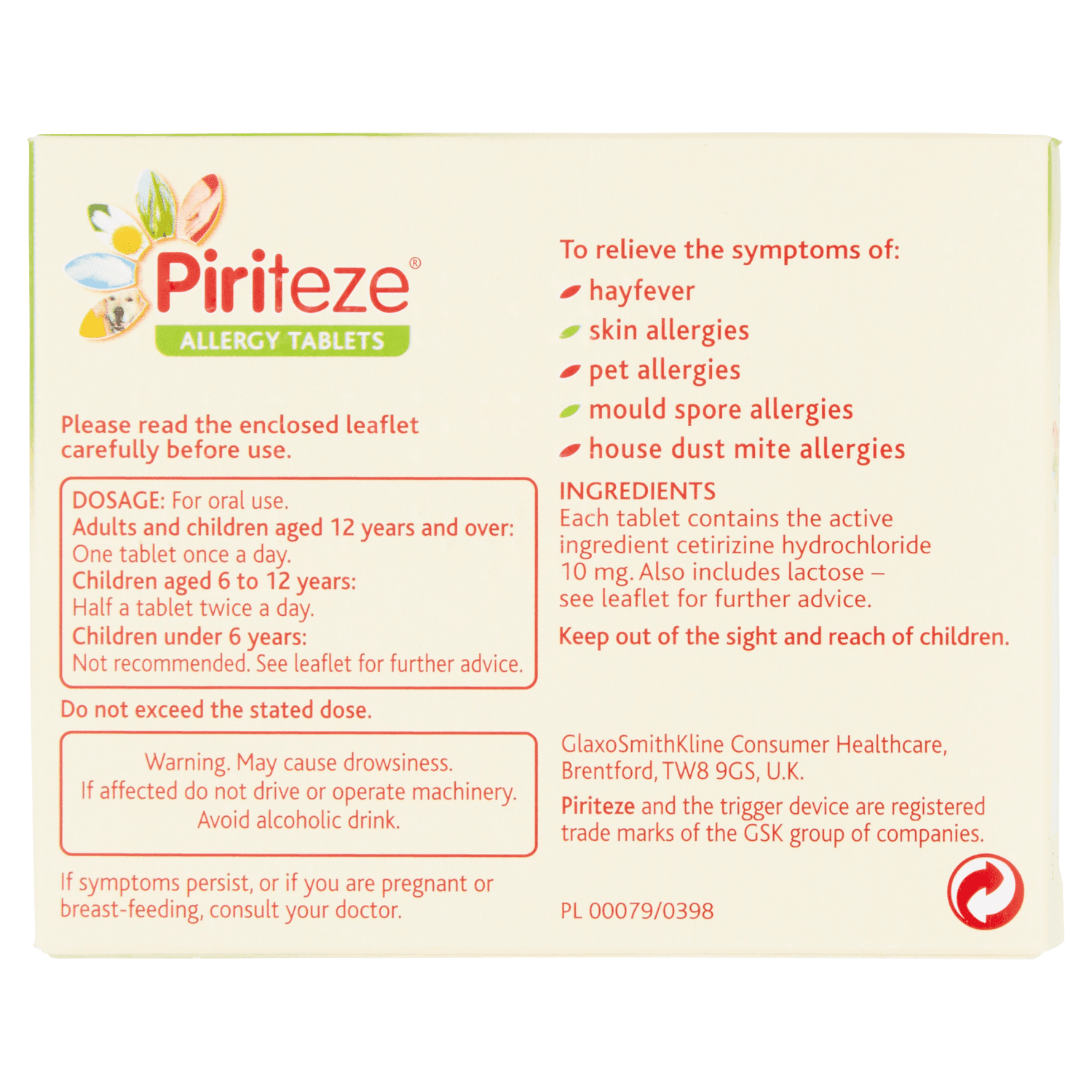 Piriteze Allergy Tablets (30 Tablets)