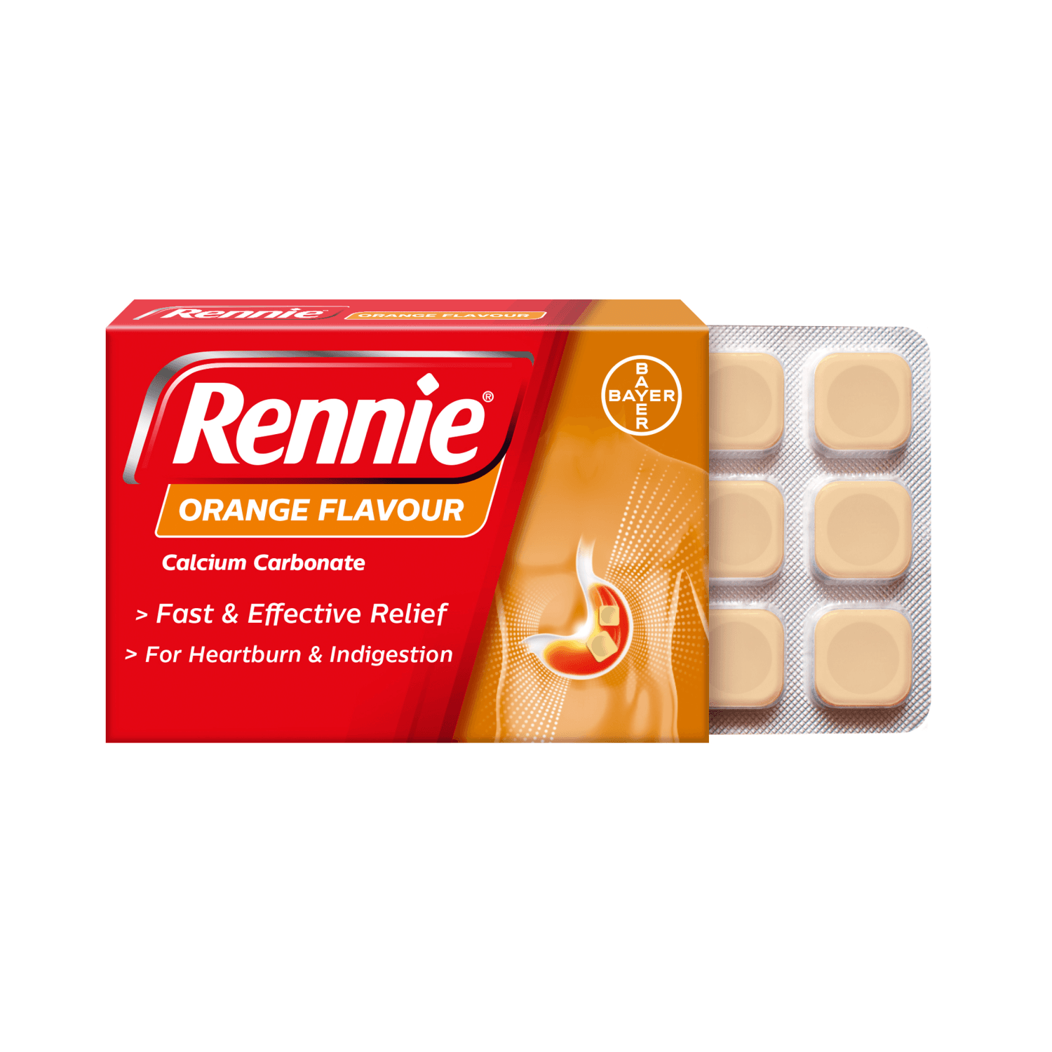 Rennie Orange Flavour (24 Chewable Tablets)