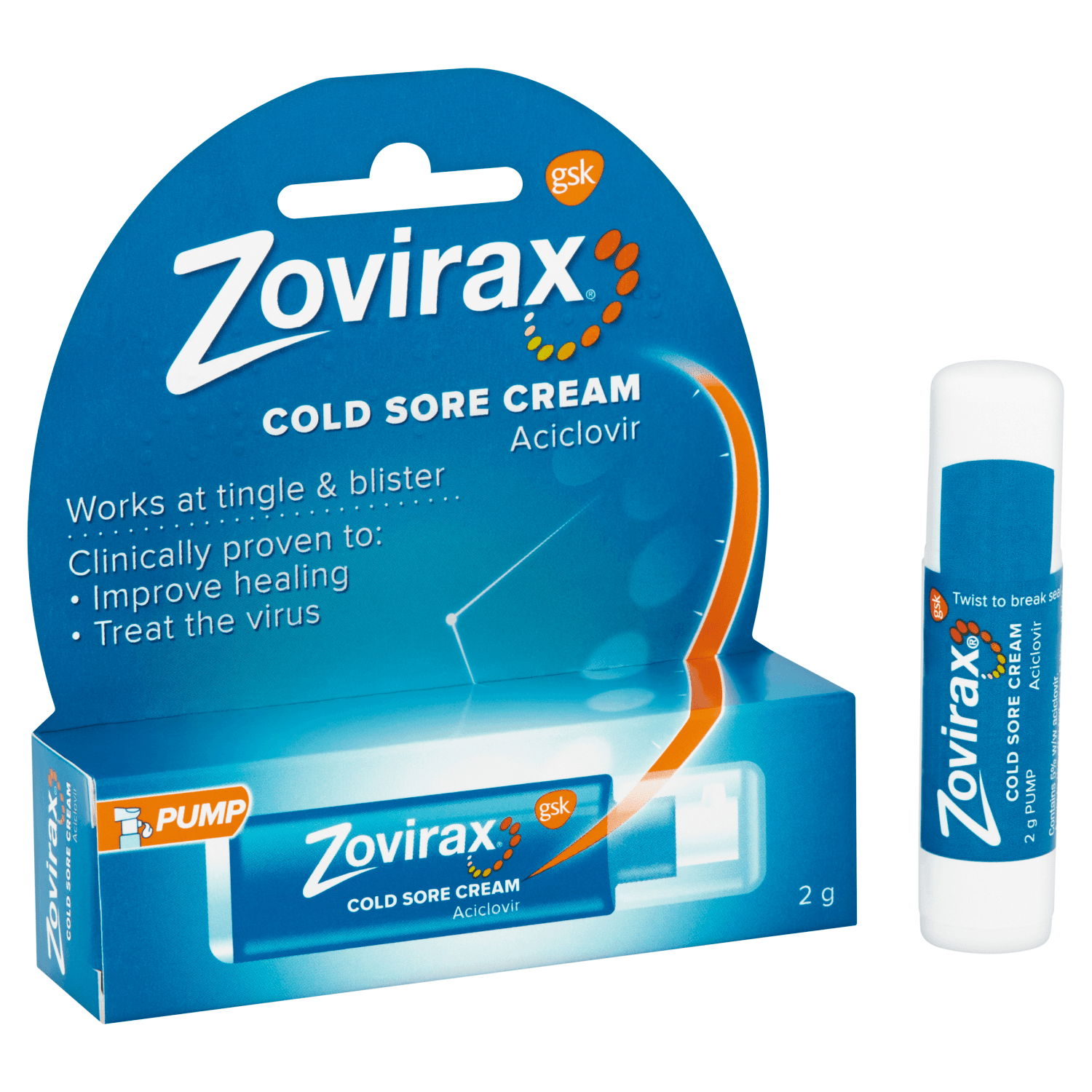 Zovirax Cold Sore Cream Pump (2g)