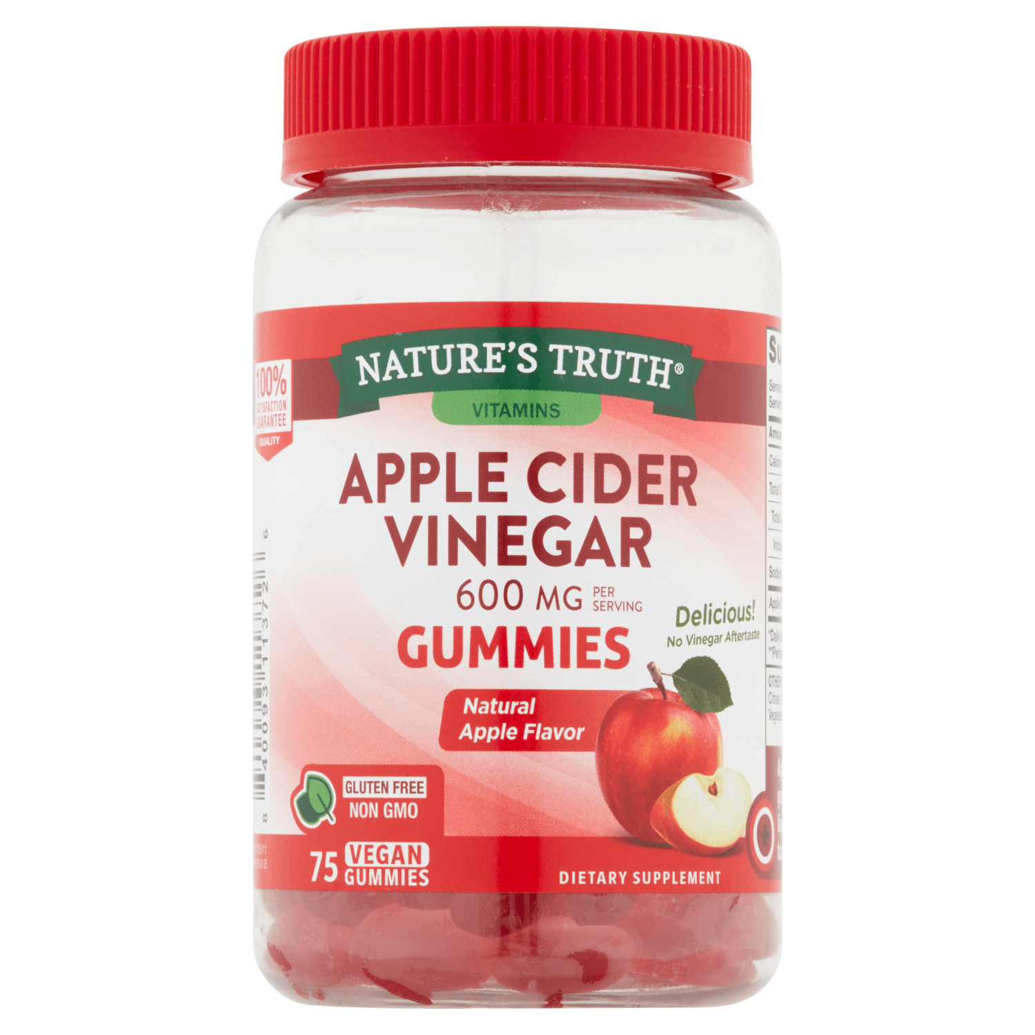 Nature's Truth Vitamins Apple Cider Vinegar Gummies Dietary Supplement 600 mg, (75 count)