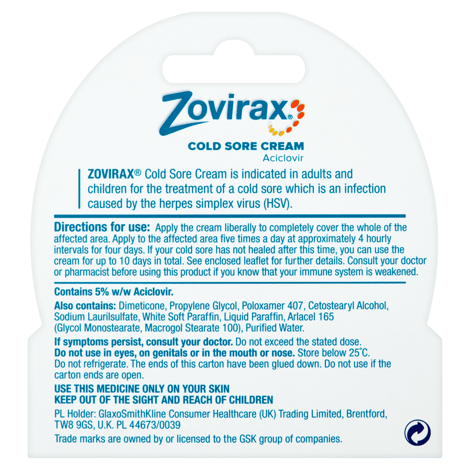 Zovirax Cold Sore Cream Pump (2g)