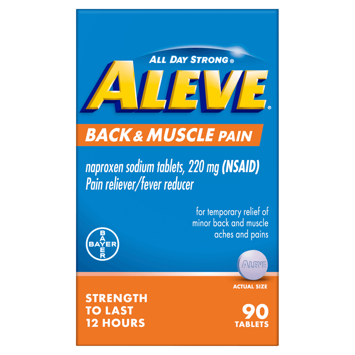 Aleve All Day Strong Back & Muscle Pain Tablets, 220 mg (90 count)