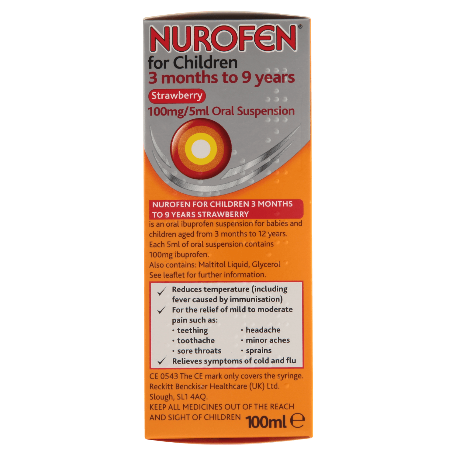 Nurofen for Children 3 months to 9 years Strawberry Flavour Oral Suspension (100ml)