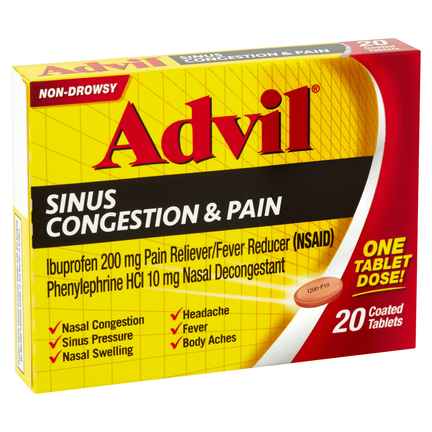 Advil Non-Drowsy Sinus Congestion & Pain Coated Tablets (20 count)