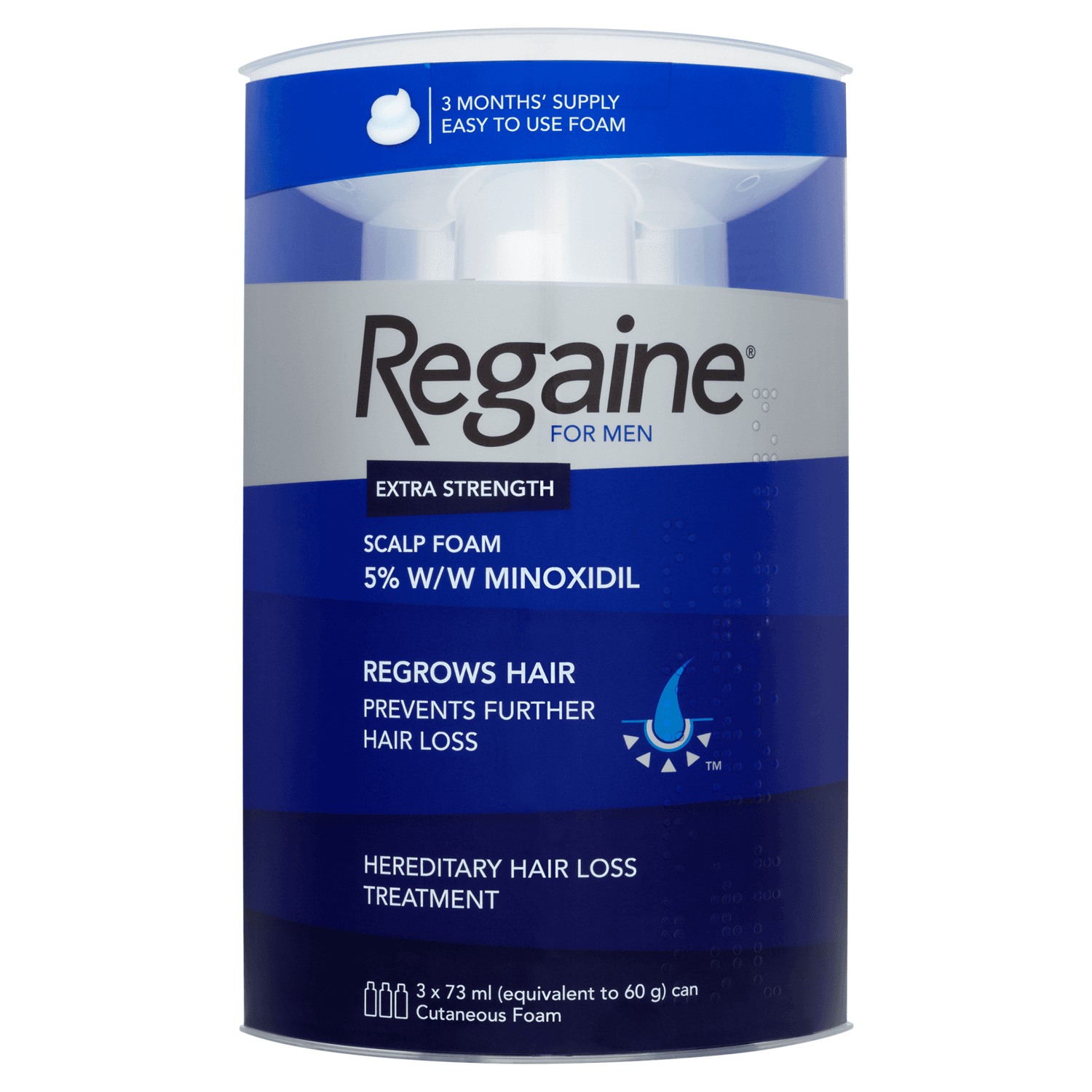 Regaine® for Men Extra Strength Scalp Foam 5% w/w Minoxidil (3 x 73ml)