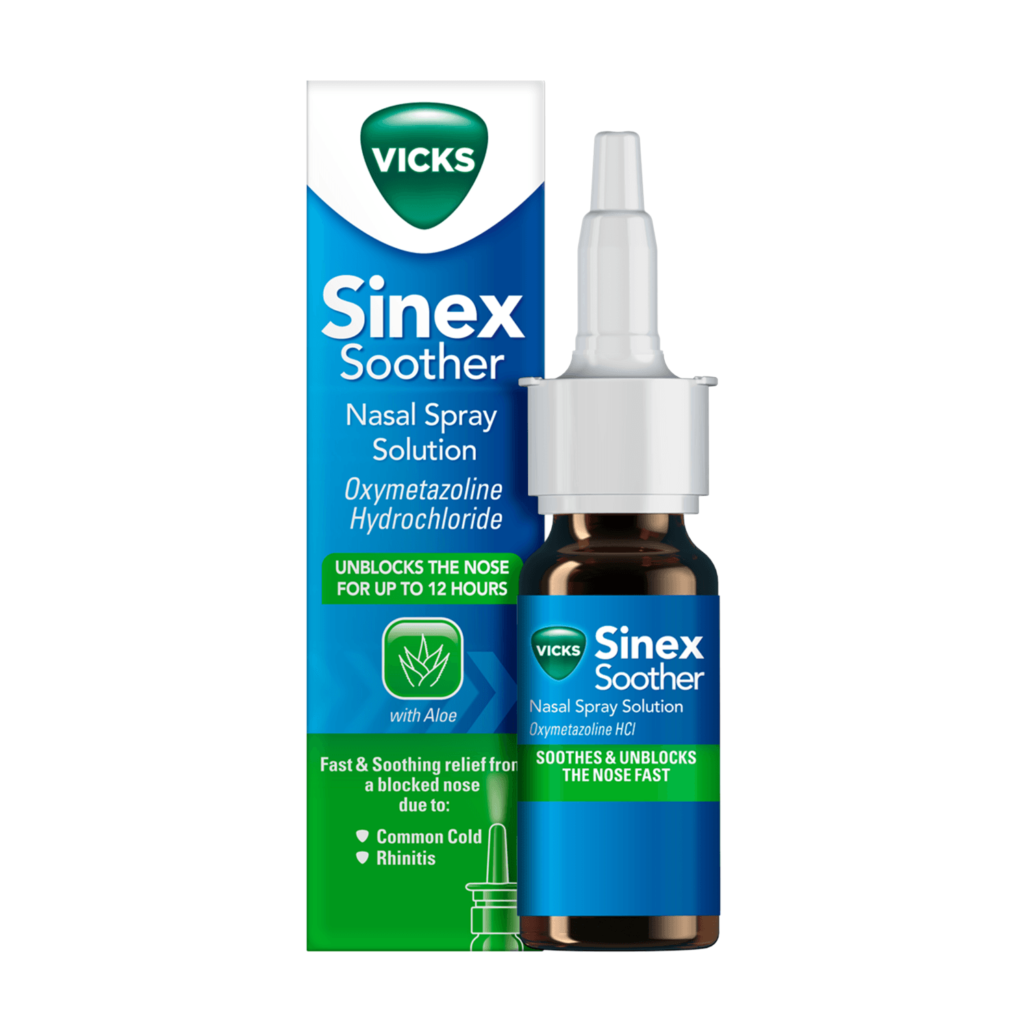 Vicks Sinex Soother Decongestant Nasal Spray For Blocked Nose With Aloe Vera Bottle (15ml)