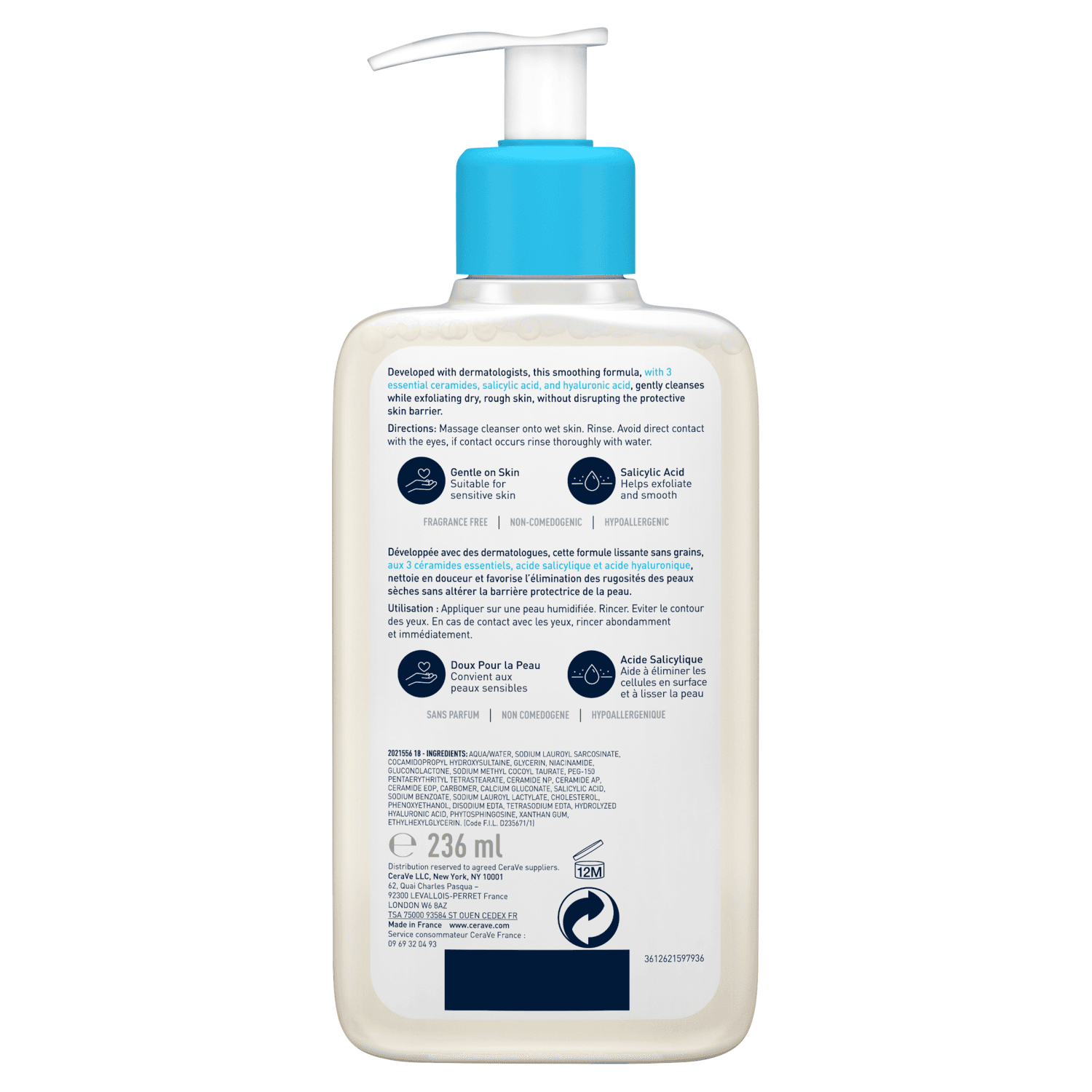 CeraVe SA Smoothing Cleanser with Salicylic Acid (236ml)