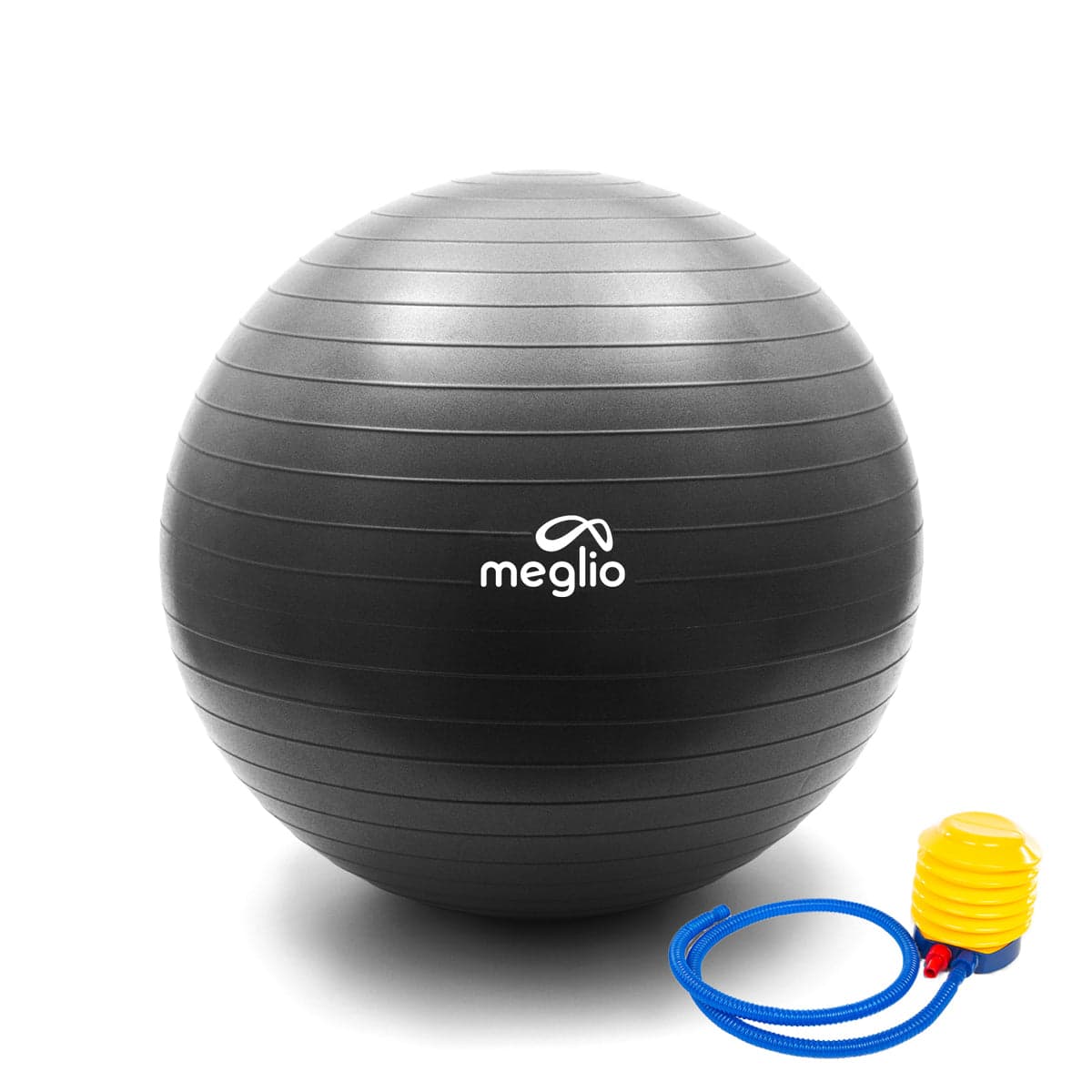 Meglio - 45cm Anti-Burst Gym Ball Home Fitness, Yoga, Pilates, Core Strength. Antenatal and Postnatal Workouts (Black)