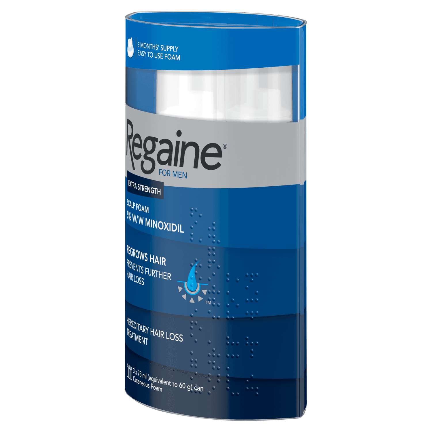 Regaine® for Men Extra Strength Scalp Foam 5% w/w Minoxidil (3 x 73ml)