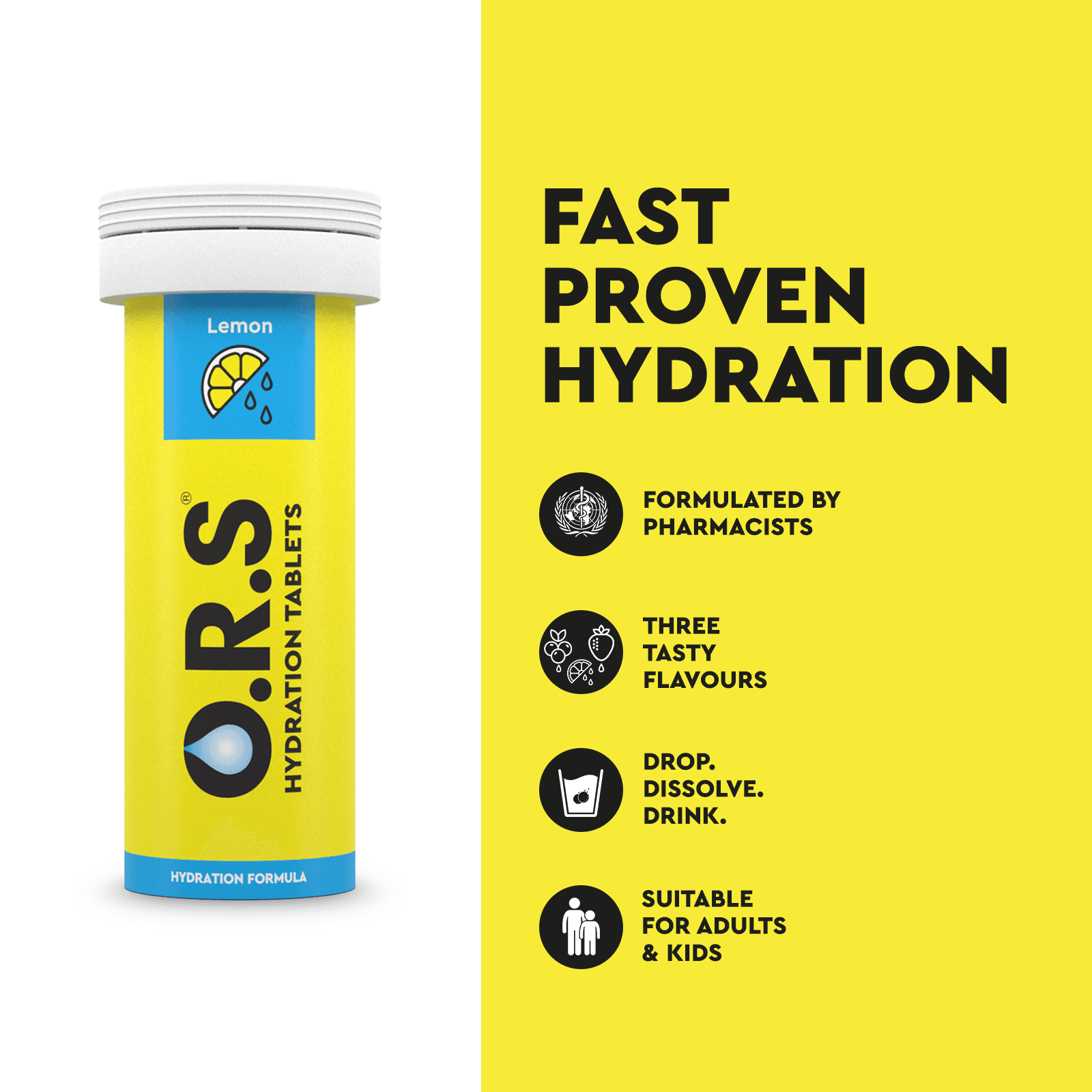 O.R.S Hydration Tablets - LEMON (12 Soluble Tablets)