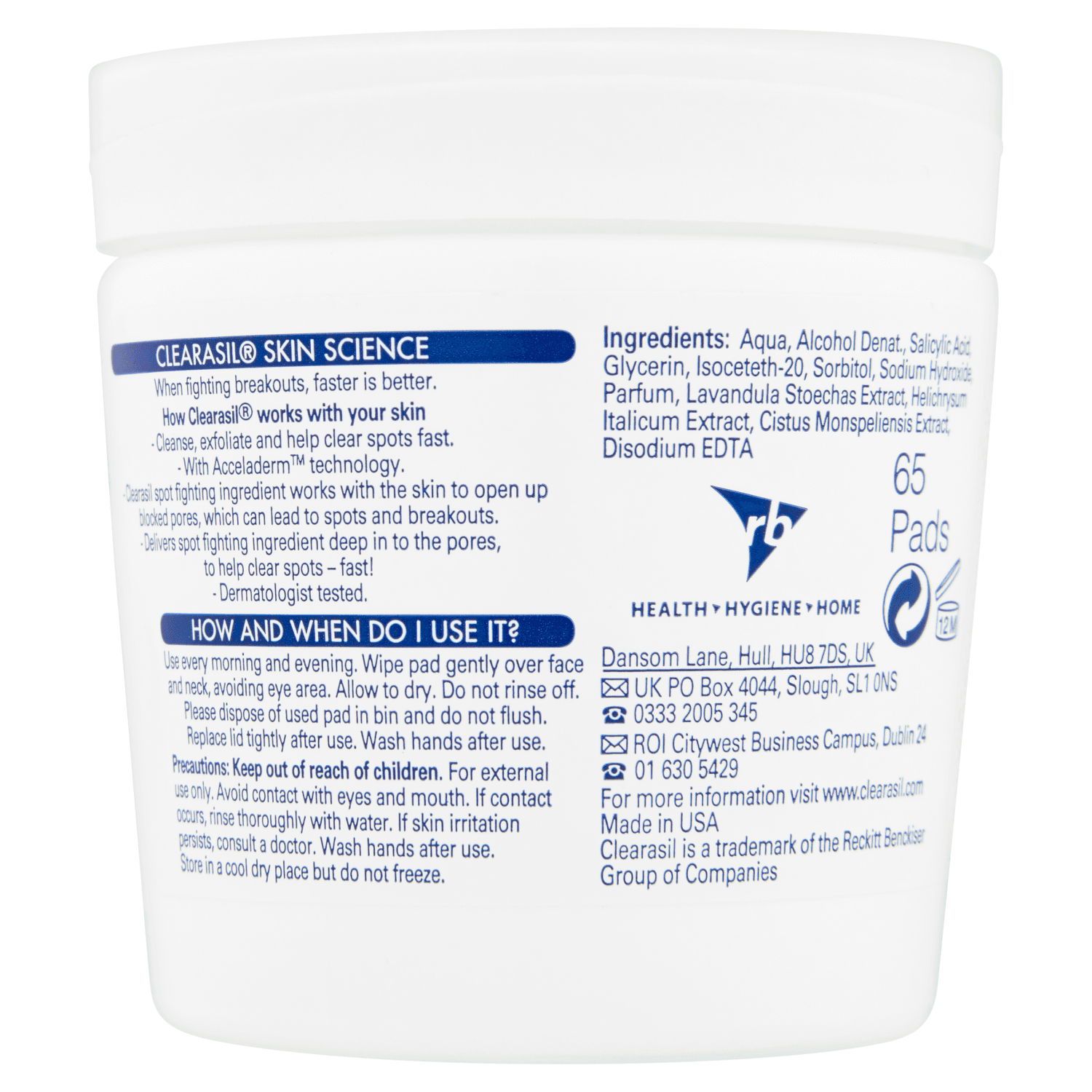 Clearasil Multi-Action Cleansing Pads 5-in-1 (65 Pads)