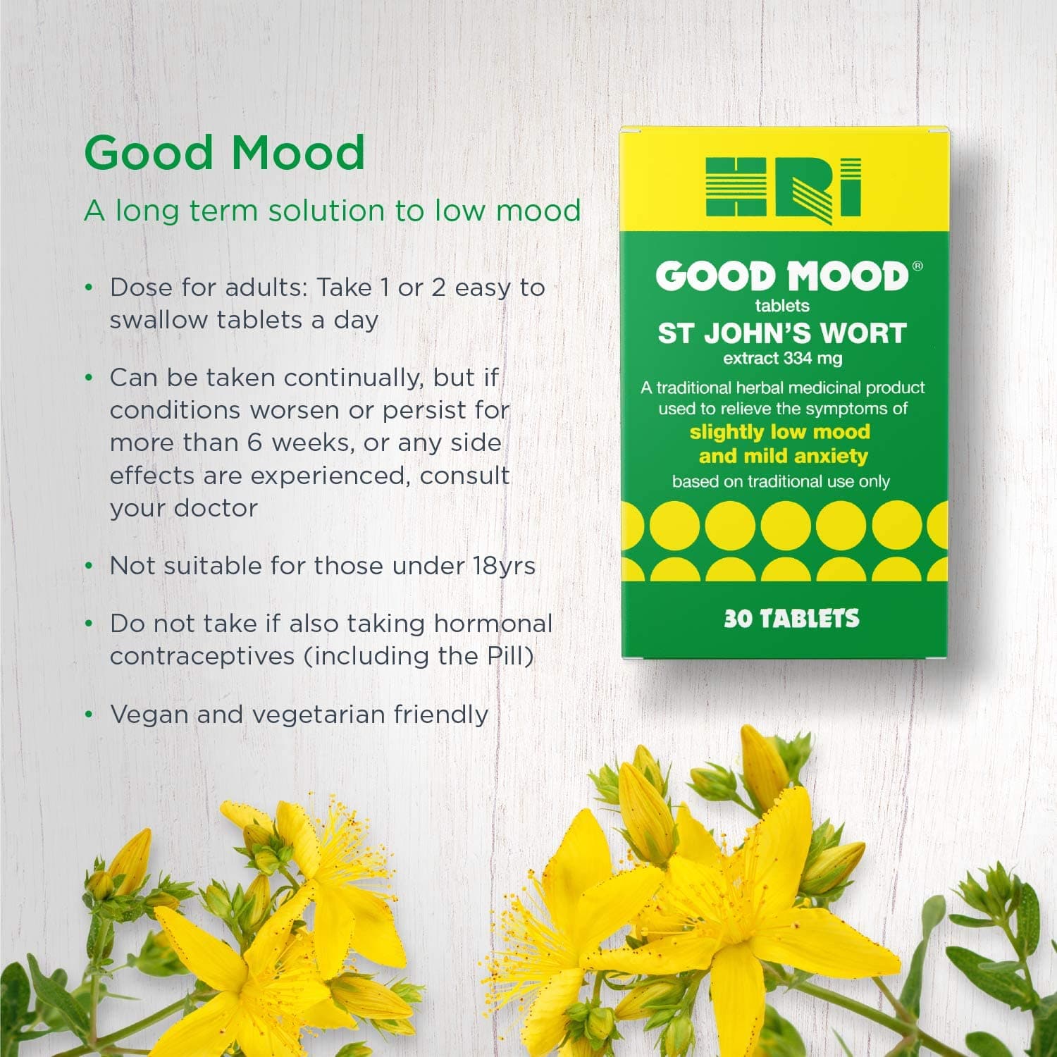 HRI Good Mood St John's Wort Tablets (30)