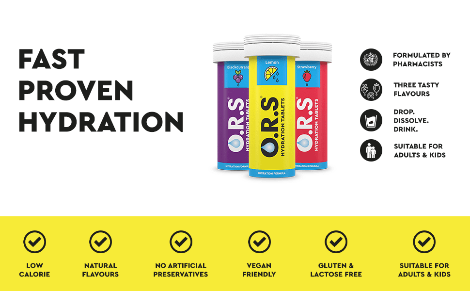 O.R.S Hydration Tablets - BLACKCURRANT (12 Soluble Tablets) 