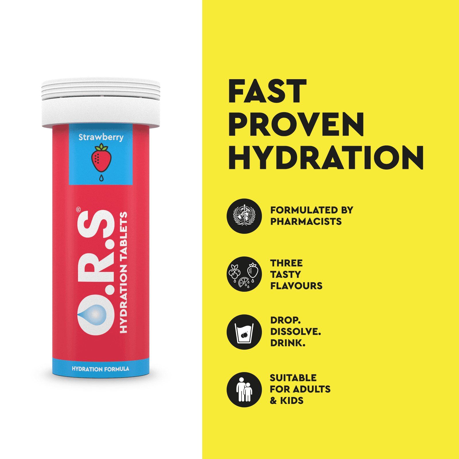 O.R.S Hydration Tablets - STRAWBERRY (12 Soluble Tablets)