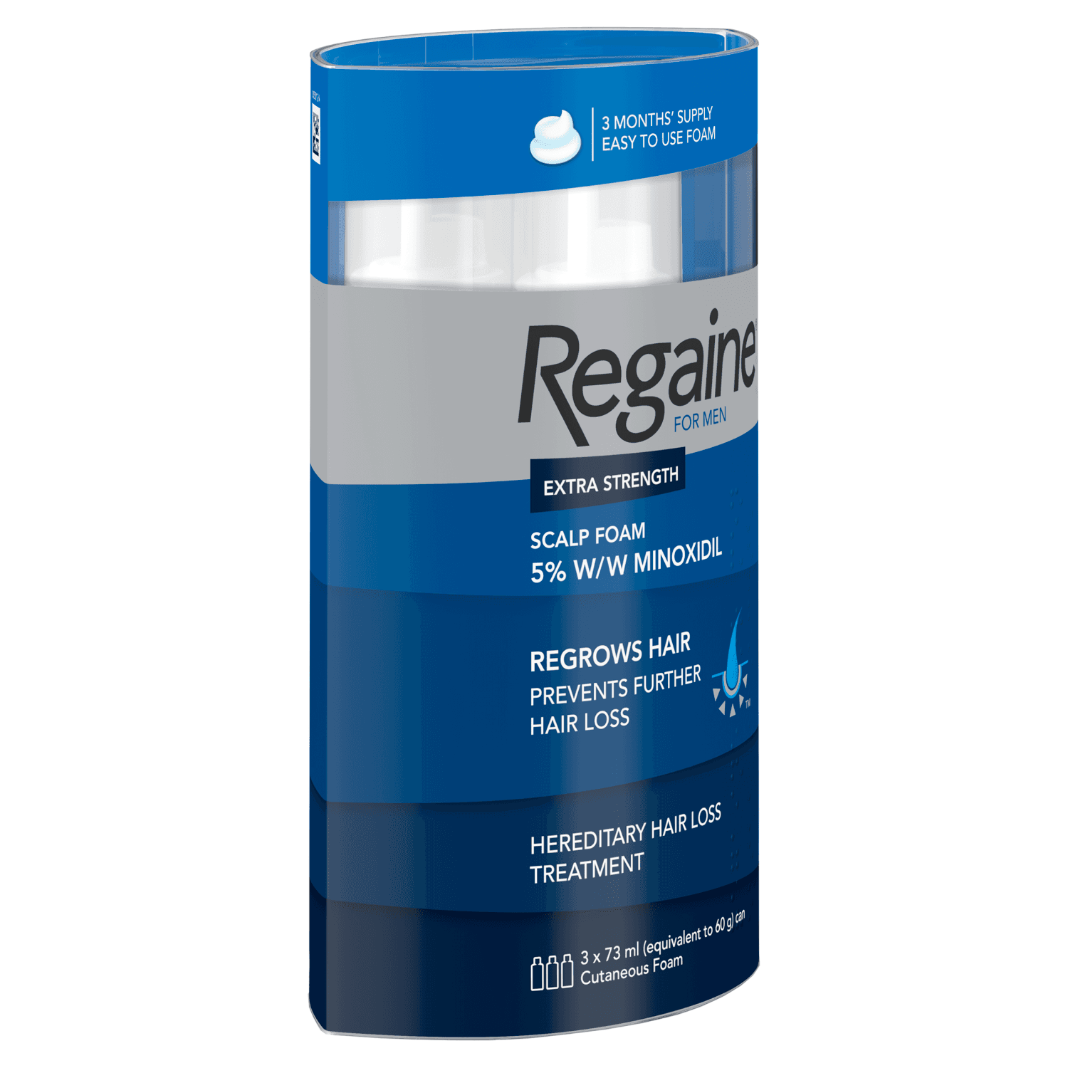 Regaine® for Men Extra Strength Scalp Foam 5% w/w Minoxidil (3 x 73ml)