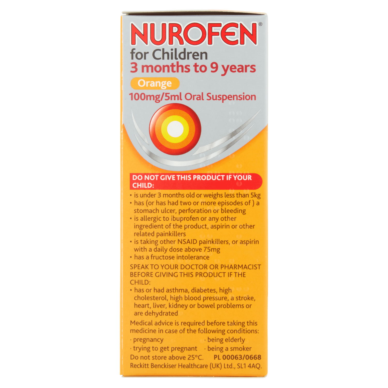 Nurofen for Children 3 Months to 9 Years Orange flavour oral suspension (100ml)