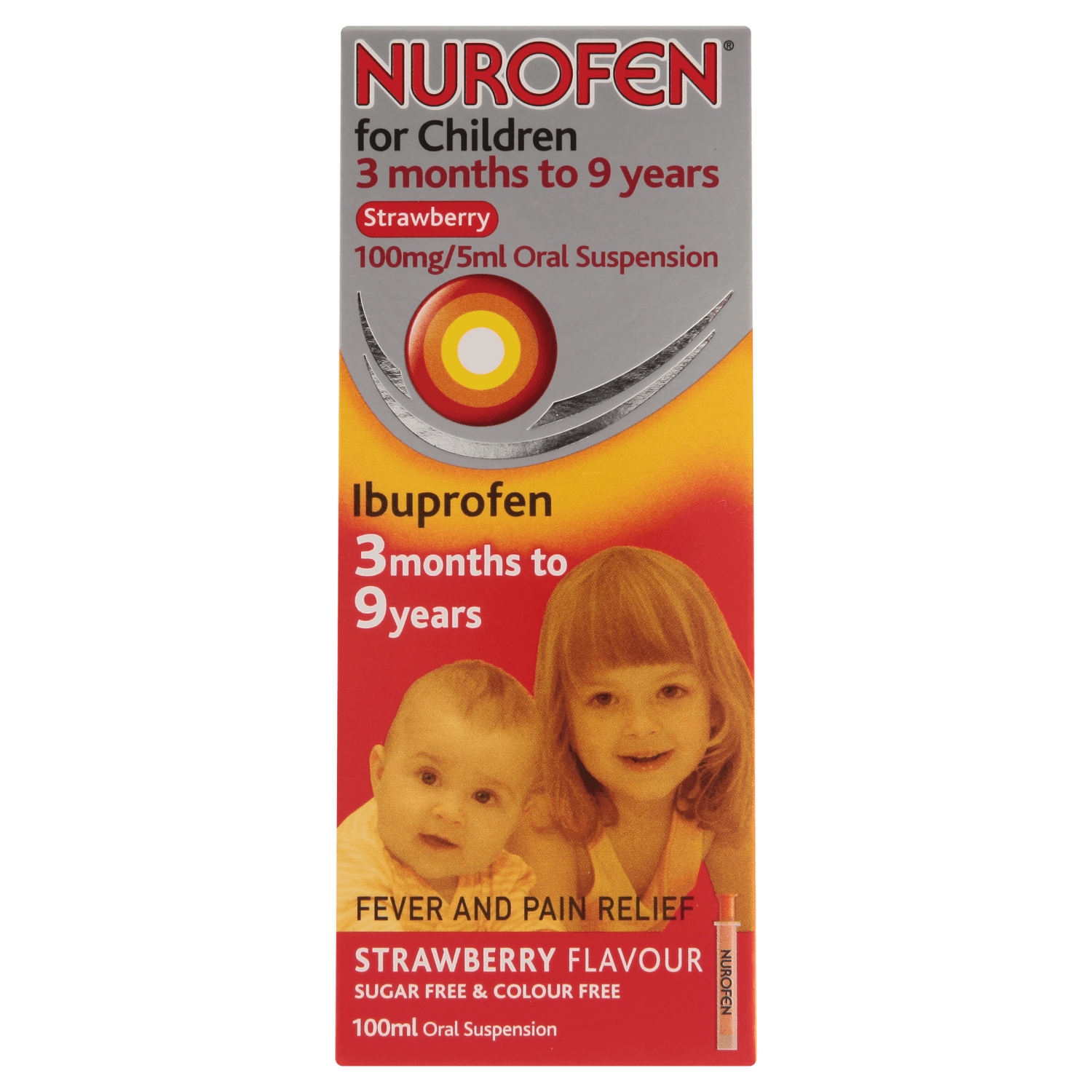 Nurofen for Children 3 months to 9 years Strawberry Flavour Oral Suspension (100ml)