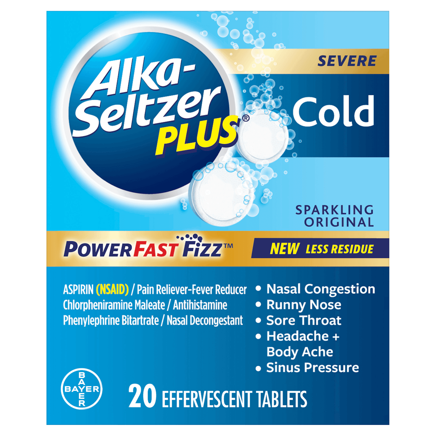 Alka-Seltzer Plus® Severe Cold PowerFast Fizz Effervescent Tablets Sparkling Original (20 count)