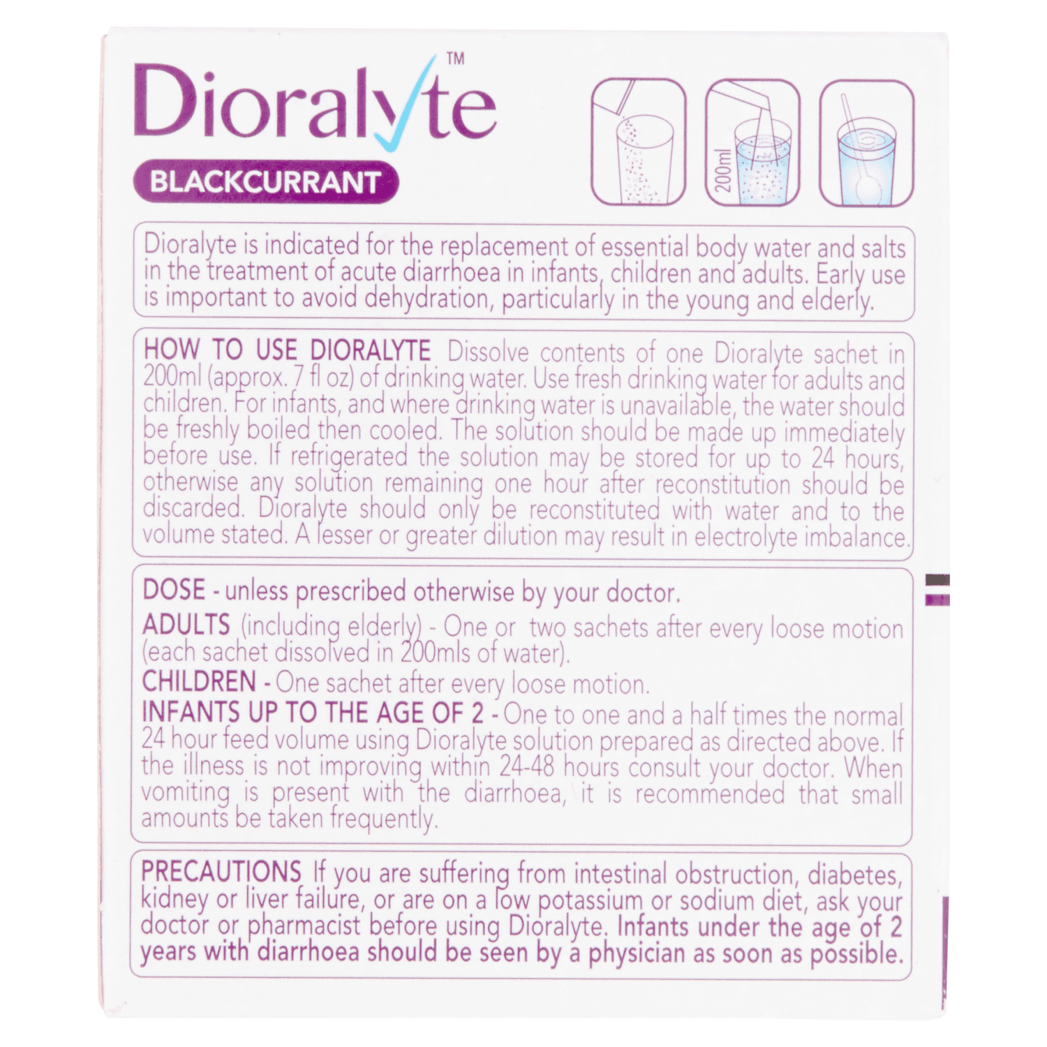 Dioralyte Blackcurrant Oral Electrolyte Powder (6 Sachets)