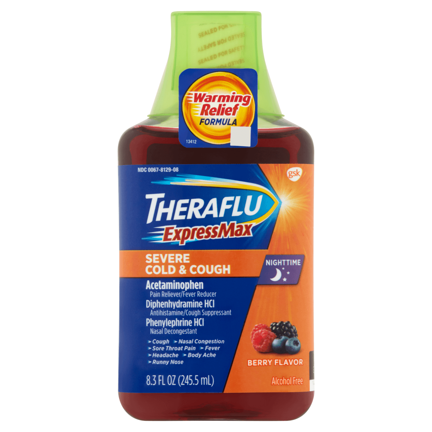 Theraflu Expressmax Nighttime Severe Cold & Cough Syrup (8.3 oz, 245.5 ml)